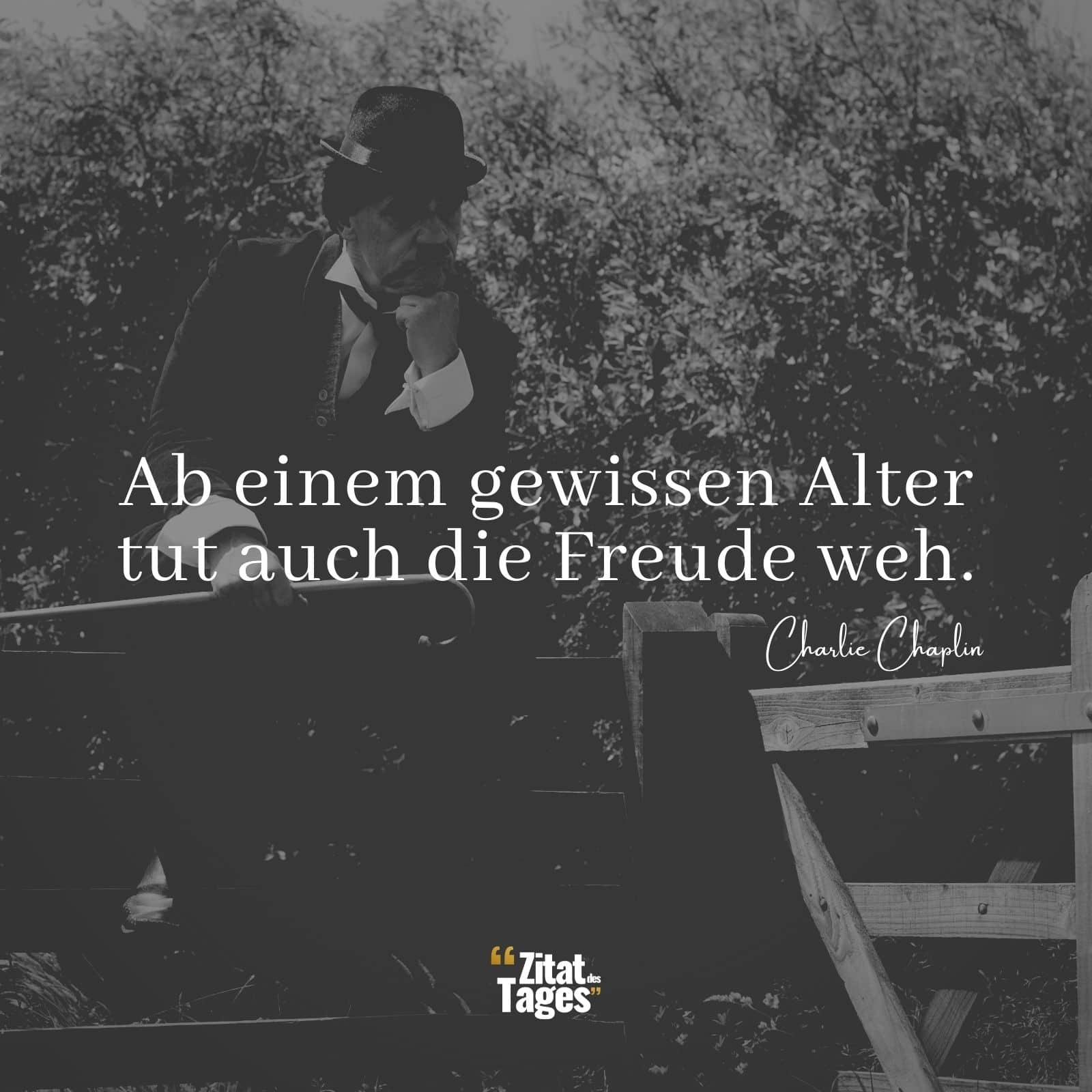 Ab einem gewissen Alter tut auch die Freude weh. - Charlie Chaplin