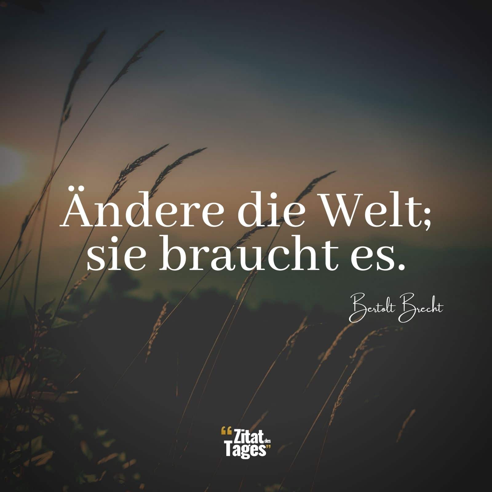 Ändere die Welt; sie braucht es. - Bertolt Brecht