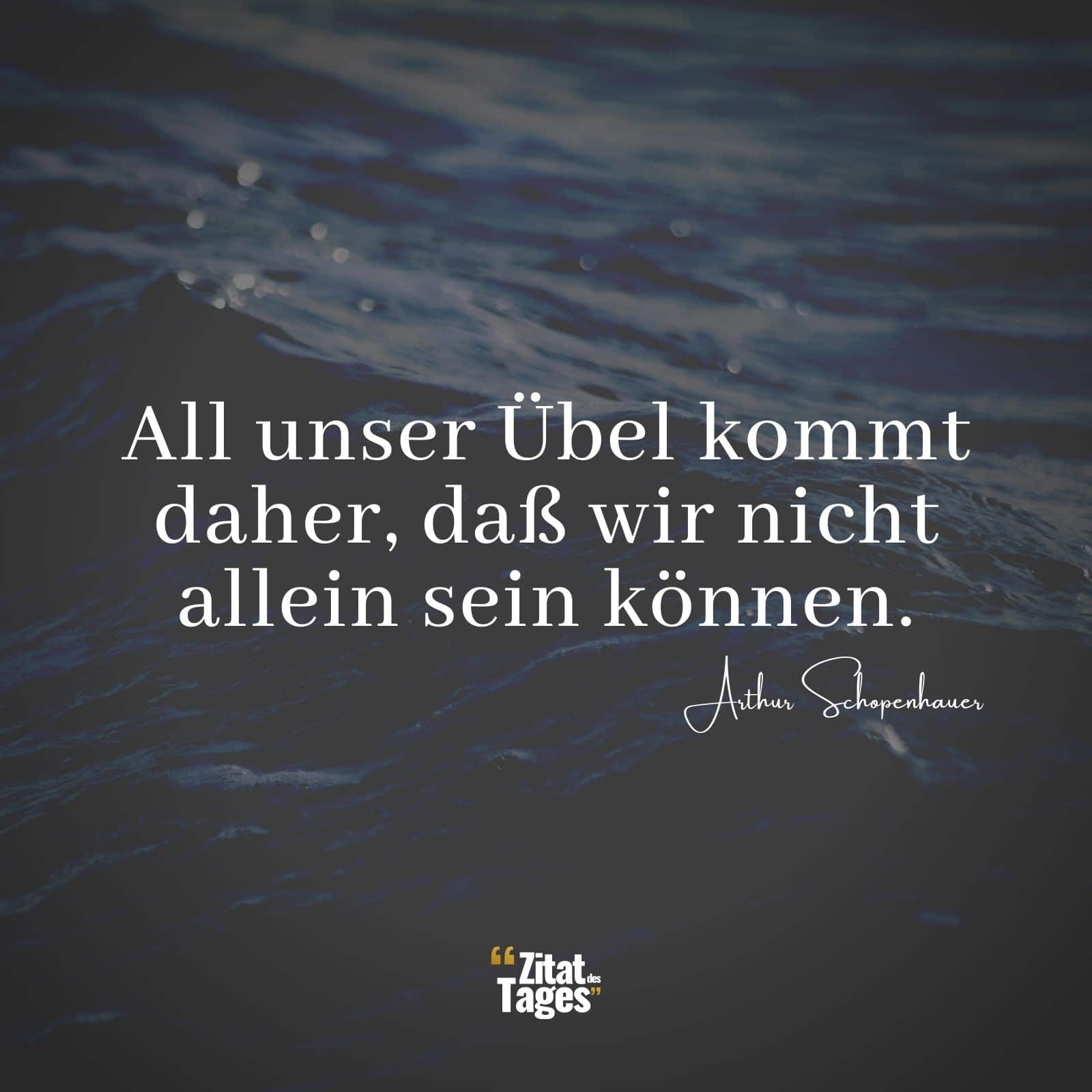 All unser Übel kommt daher, daß wir nicht allein sein können. - Arthur Schopenhauer