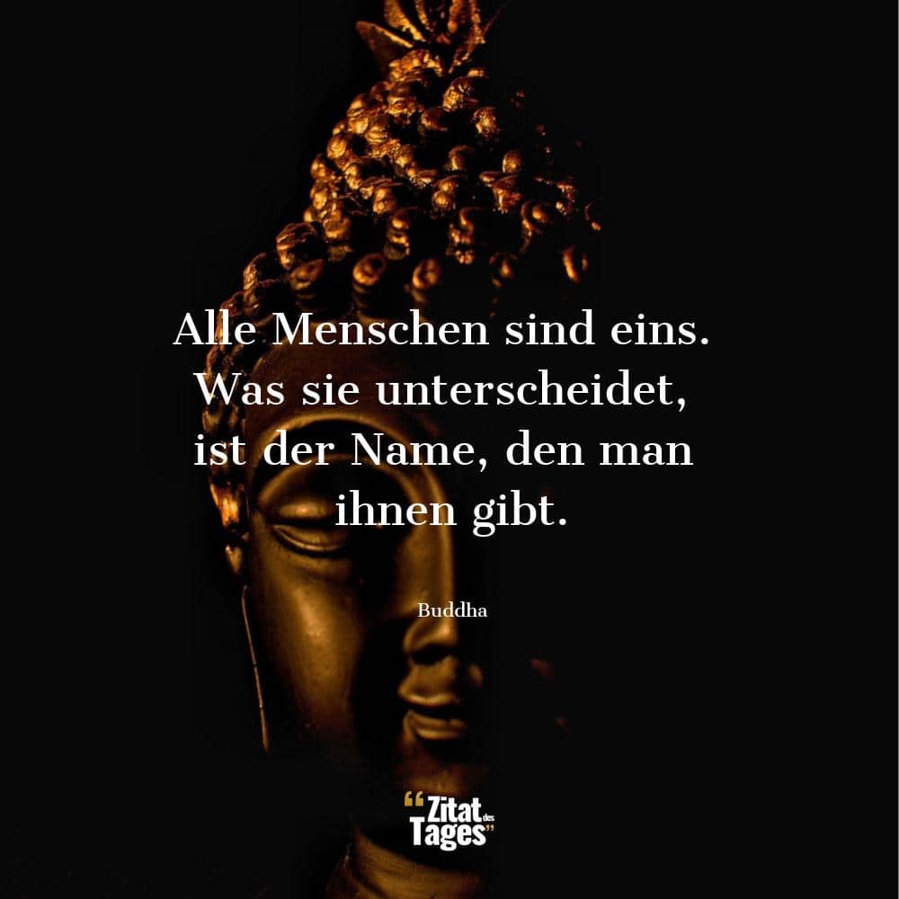 Alle Menschen sind eins. Was sie unterscheidet, ist der Name, den man ihnen gibt. - Buddha