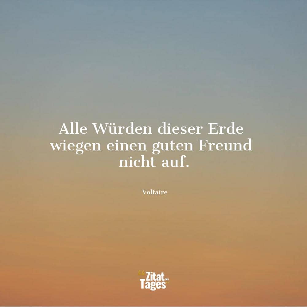 Alle Würden dieser Erde wiegen einen guten Freund nicht auf. - Voltaire