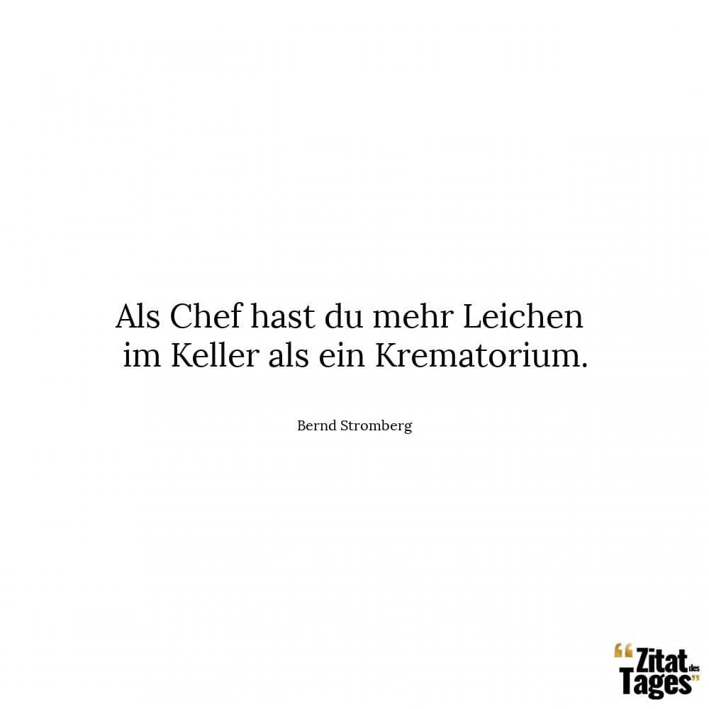 Als Chef hast du mehr Leichen im Keller als ein Krematorium. - Bernd Stromberg