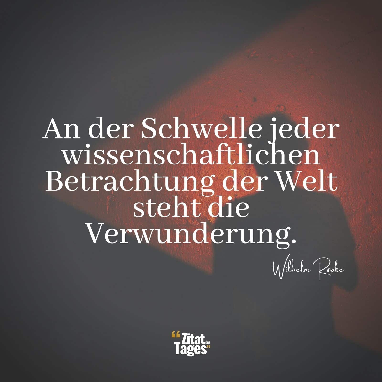 An der Schwelle jeder wissenschaftlichen Betrachtung der Welt steht die Verwunderung. - Wilhelm Röpke