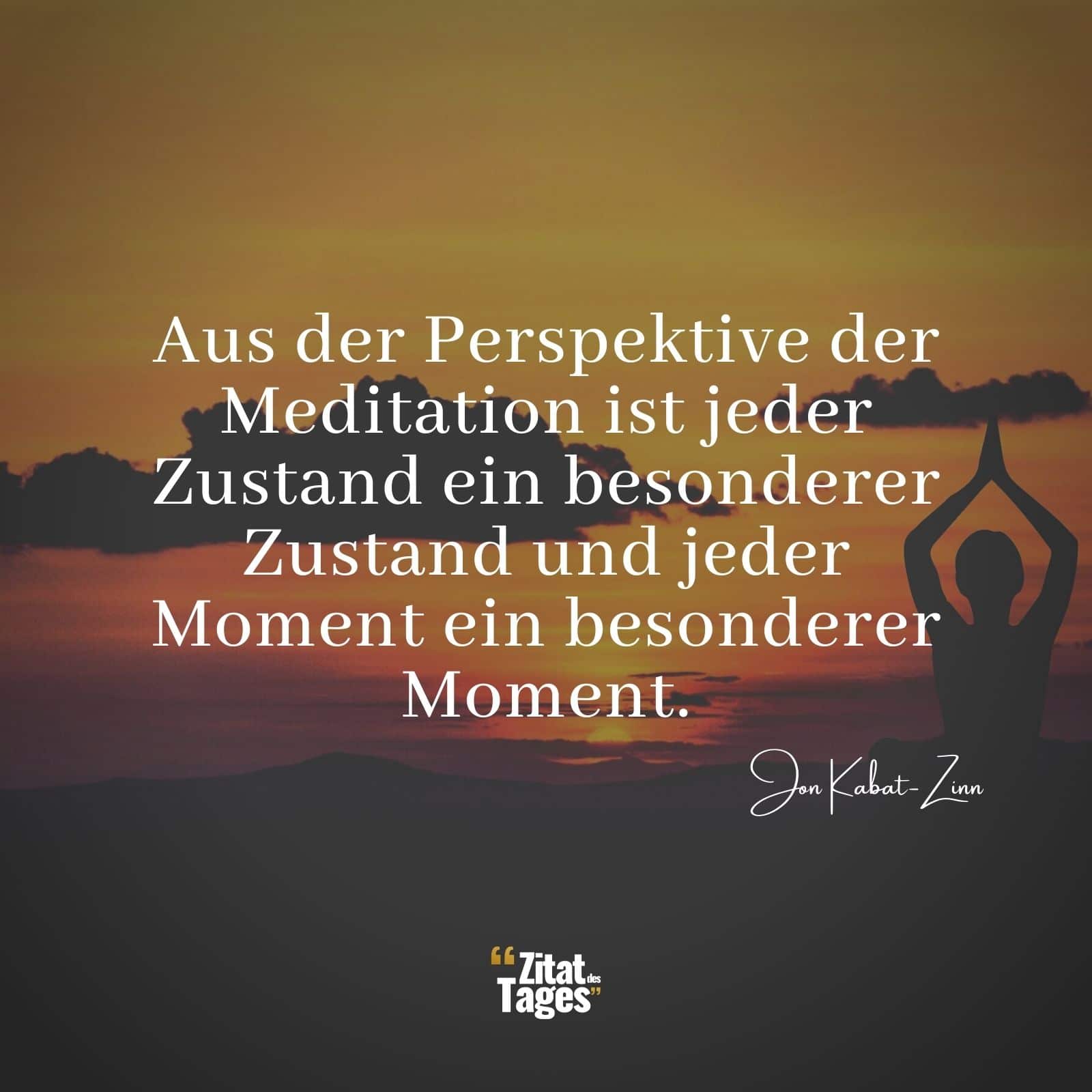 Aus der Perspektive der Meditation ist jeder Zustand ein besonderer Zustand und jeder Moment ein besonderer Moment. - Jon Kabat-Zinn