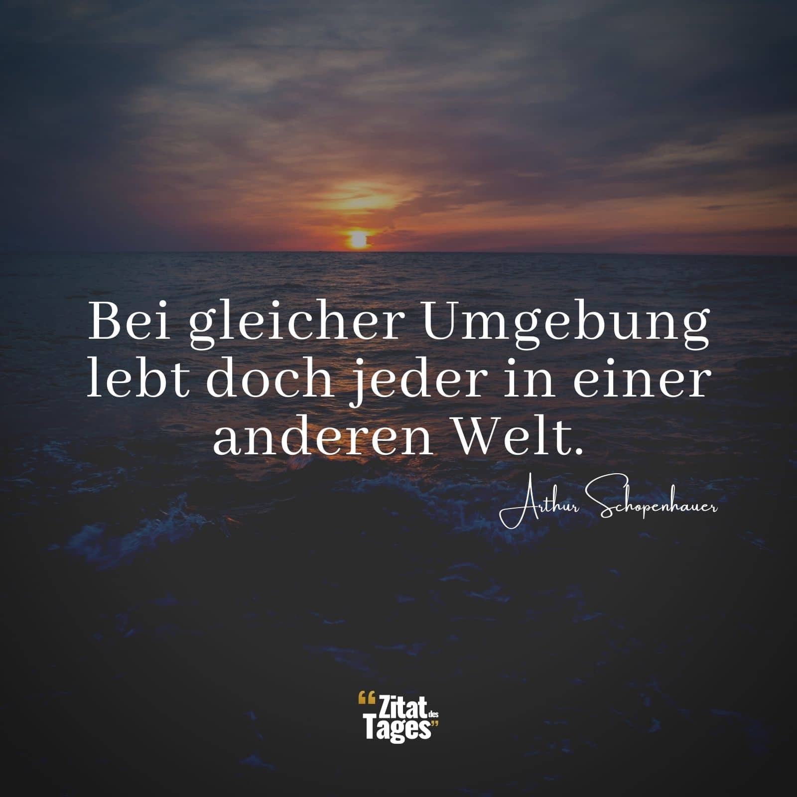 Bei gleicher Umgebung lebt doch jeder in einer anderen Welt. - Arthur Schopenhauer