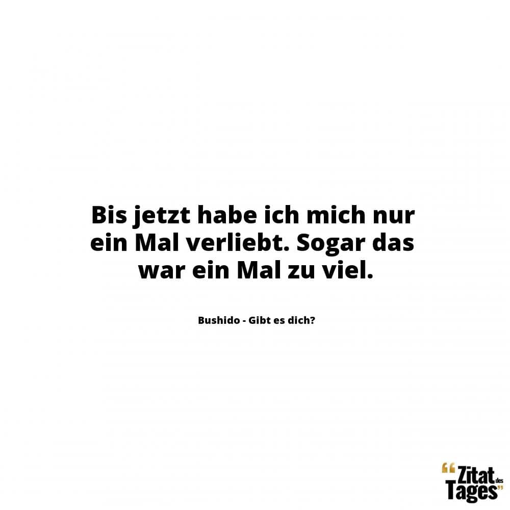 Bis jetzt habe ich mich nur ein Mal verliebt. Sogar das war ein Mal zu viel. - Bushido