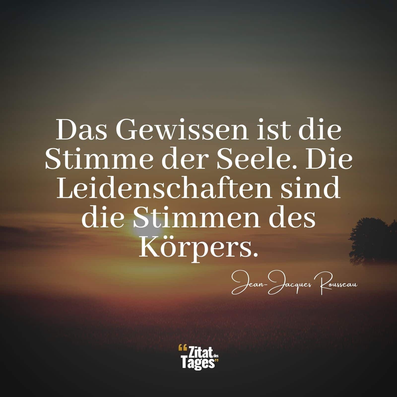 Das Gewissen ist die Stimme der Seele. Die Leidenschaften sind die Stimmen des Körpers. - Jean-Jacques Rousseau