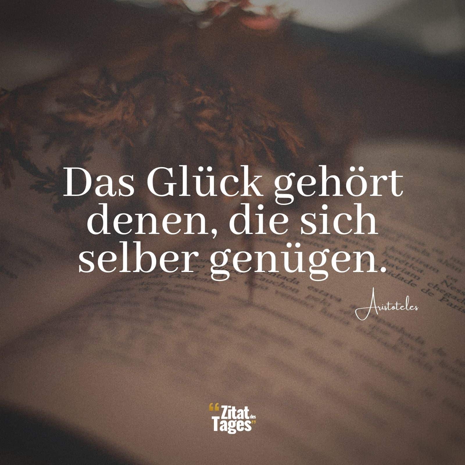 Das Glück gehört denen, die sich selber genügen. - Aristoteles