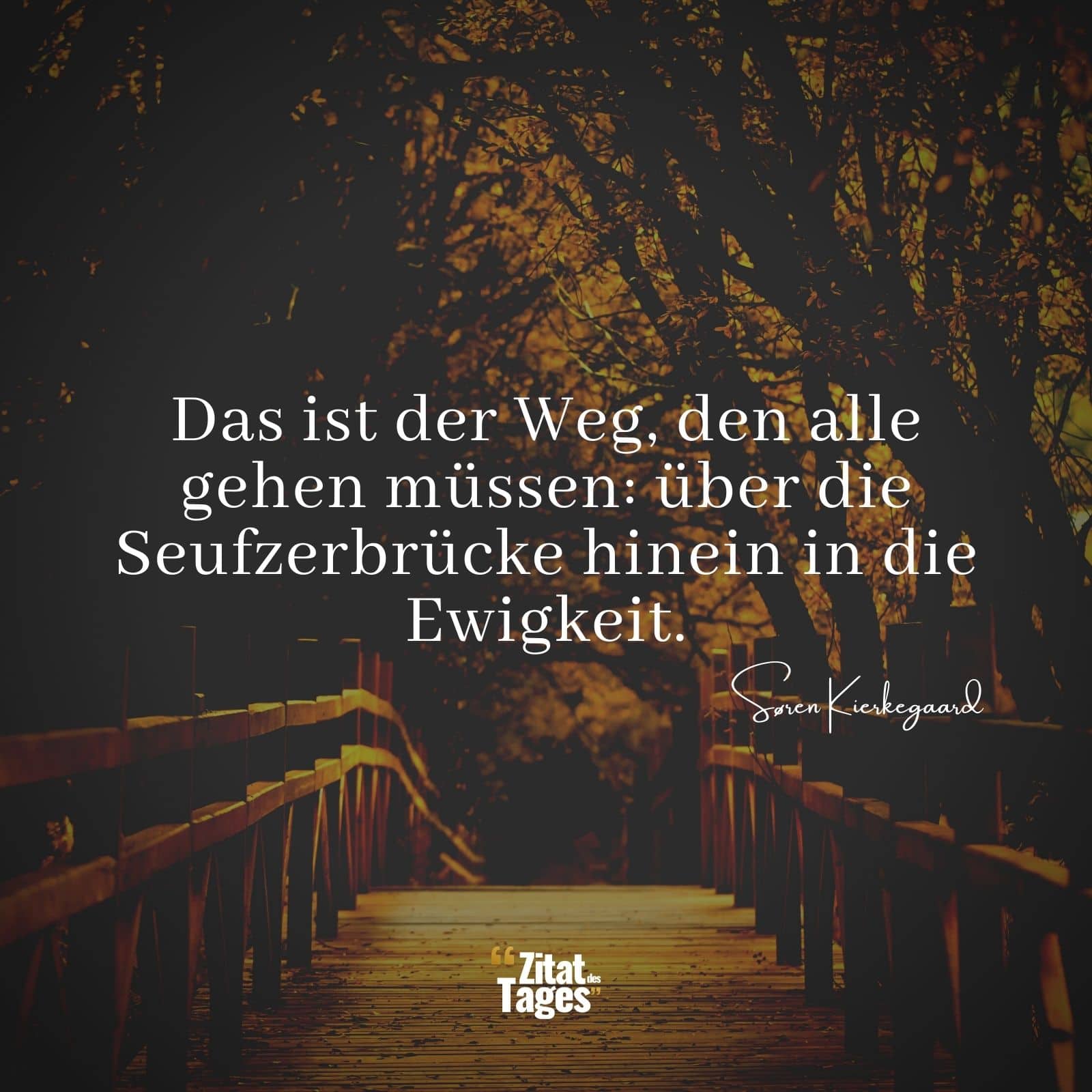 Das ist der Weg, den alle gehen müssen: über die Seufzerbrücke hinein in die Ewigkeit. - Søren Kierkegaard