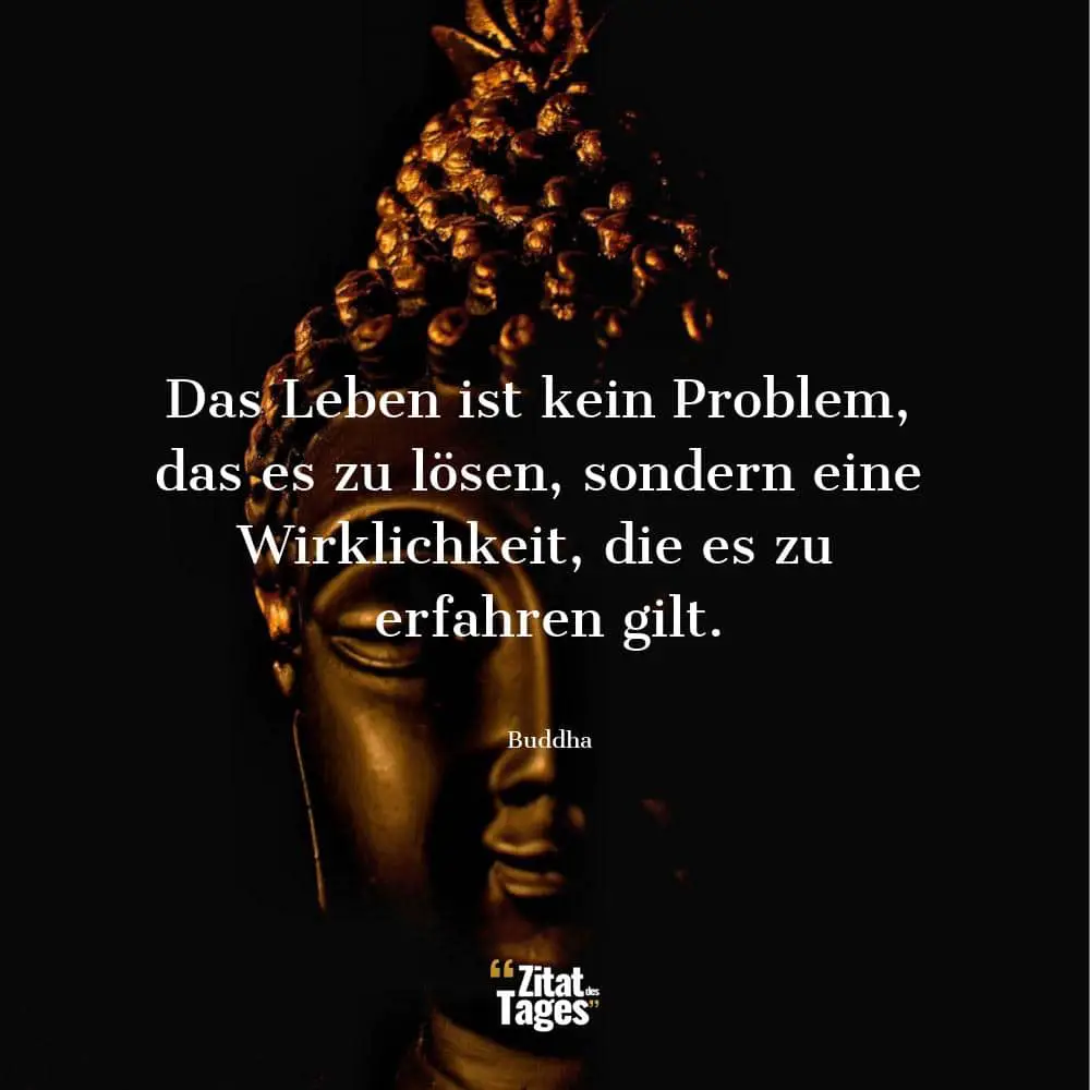 Das Leben ist kein Problem, das es zu lösen, sondern eine Wirklichkeit, die es zu erfahren gilt. - Buddha