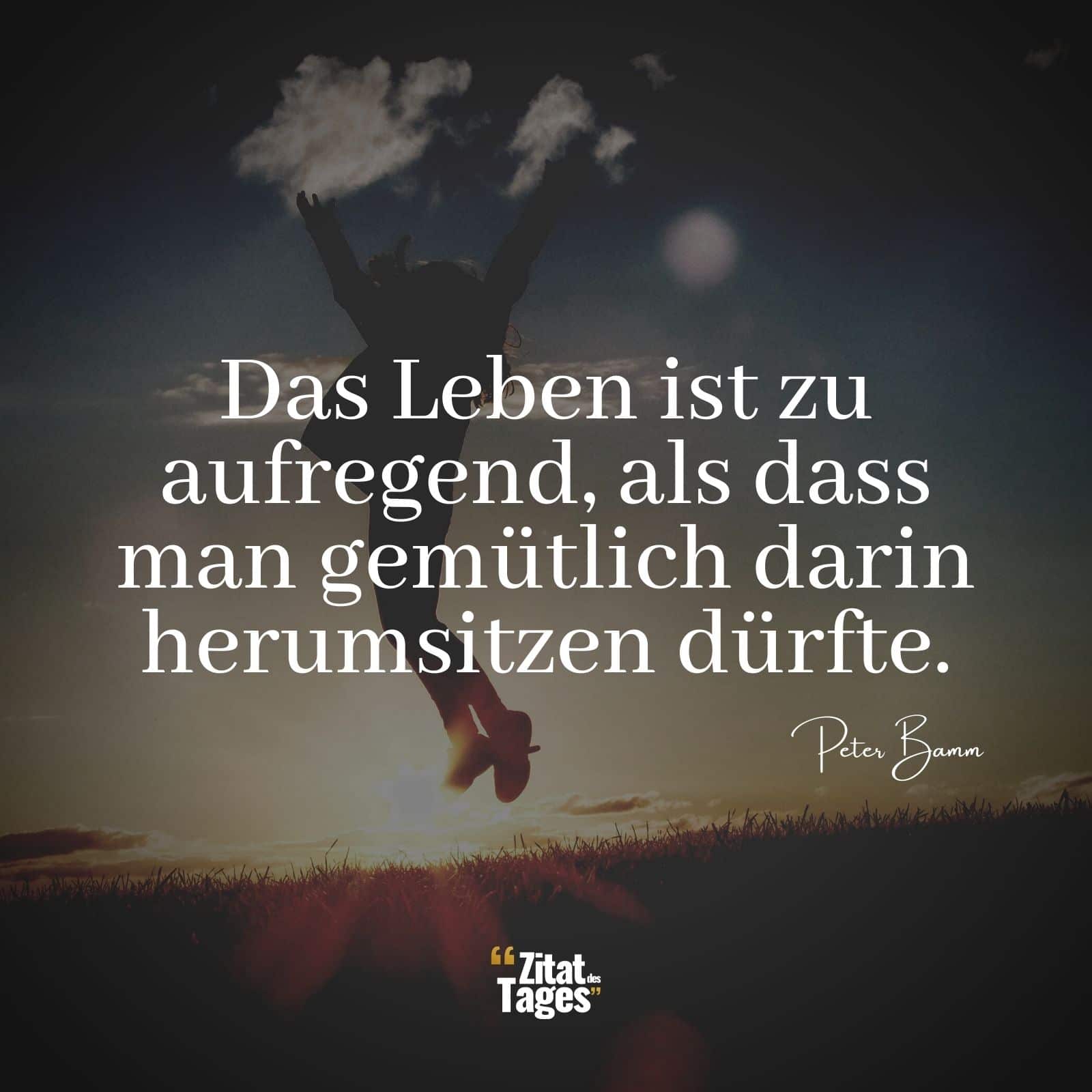 Das Leben ist zu aufregend, als dass man gemütlich darin herumsitzen dürfte. - Peter Bamm