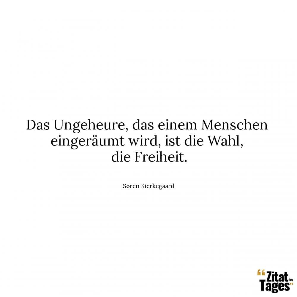 Das Ungeheure, das einem Menschen eingeräumt wird, ist die Wahl, die Freiheit. - Søren Kierkegaard