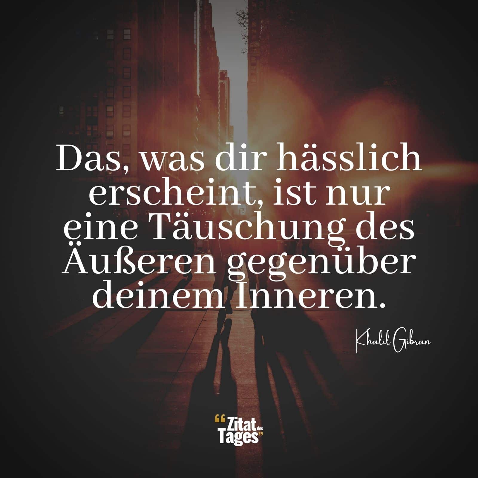 Das, was dir hässlich erscheint, ist nur eine Täuschung des Äußeren gegenüber deinem Inneren. - Khalil Gibran