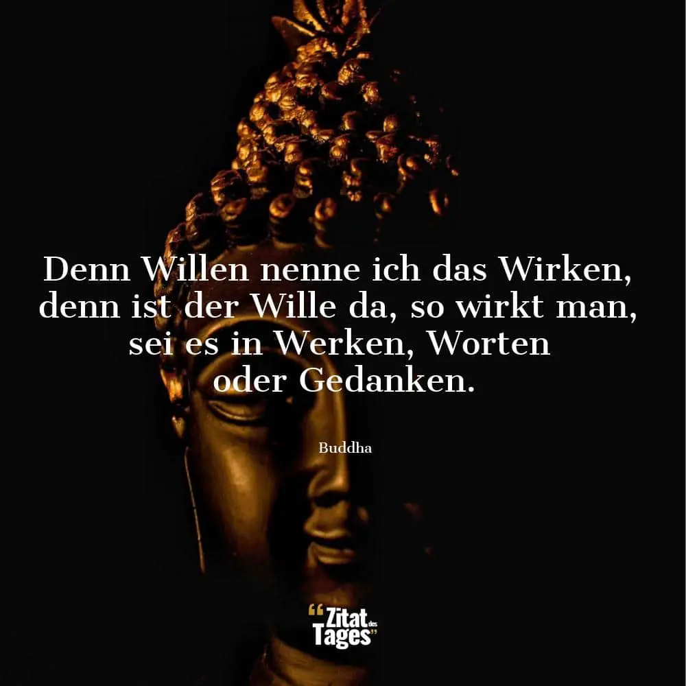 Denn Willen nenne ich das Wirken, denn ist der Wille da, so wirkt man, sei es in Werken, Worten oder Gedanken. - Buddha