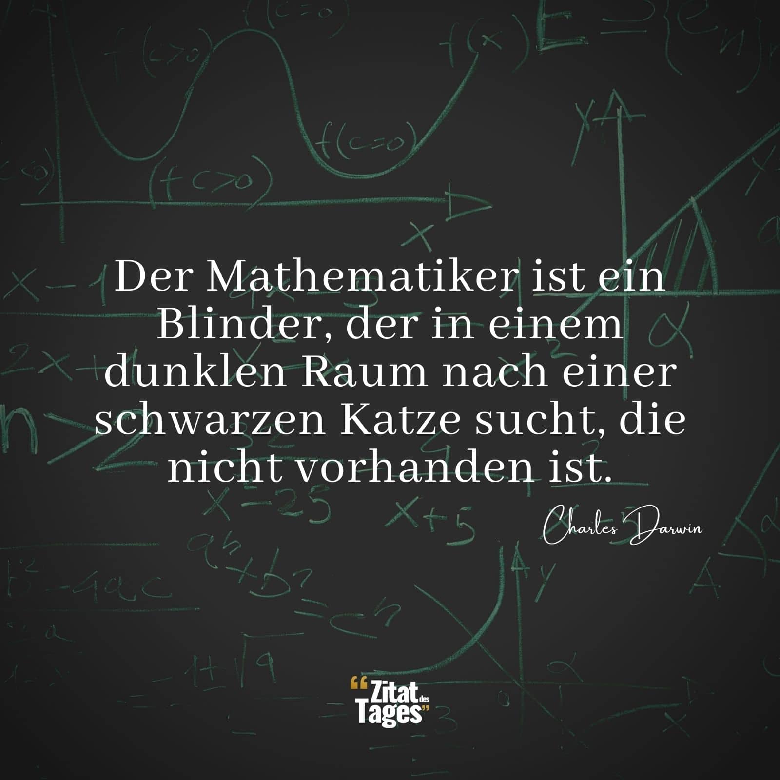 Der Mathematiker ist ein Blinder, der in einem dunklen Raum nach einer schwarzen Katze sucht, die nicht vorhanden ist. - Charles Darwin