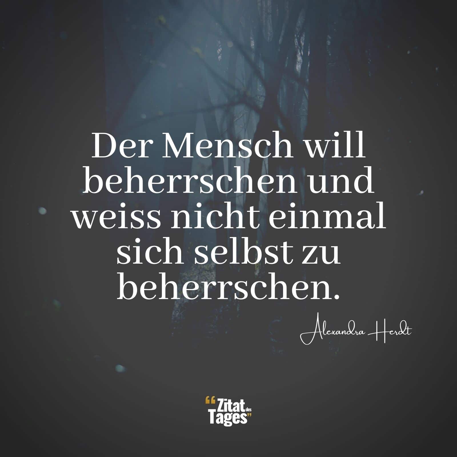 Der Mensch will beherrschen und weiss nicht einmal sich selbst zu beherrschen. - Alexandra Herdt