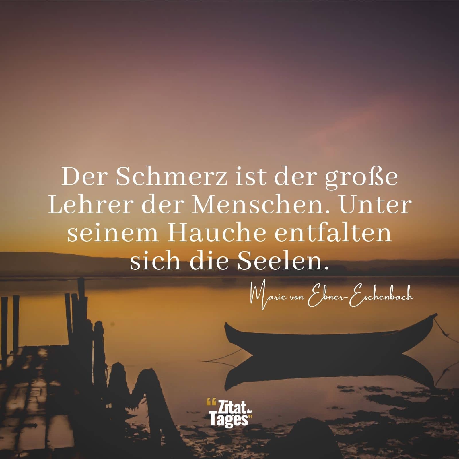 Der Schmerz ist der große Lehrer der Menschen. Unter seinem Hauche entfalten sich die Seelen. - Marie von Ebner-Eschenbach