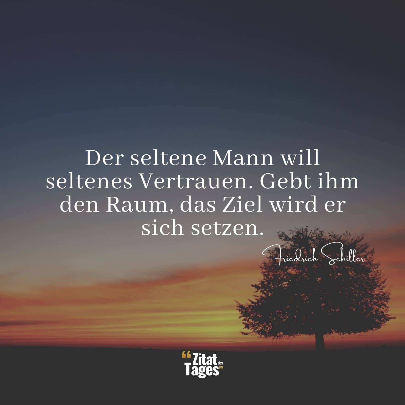 Der seltene Mann will seltenes Vertrauen. Gebt ihm den Raum, das Ziel wird er sich setzen. - Friedrich Schiller