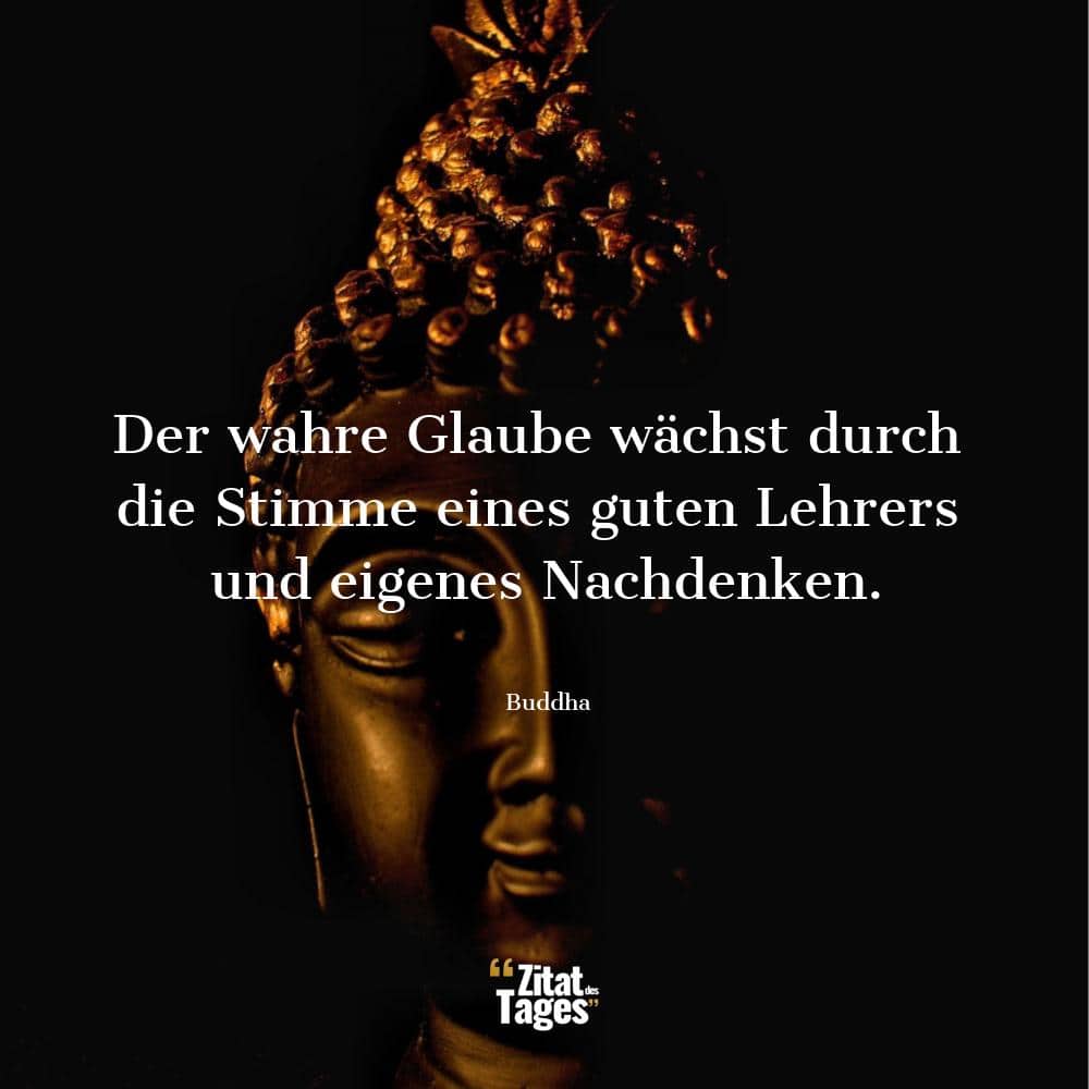 Der wahre Glaube wächst durch die Stimme eines guten Lehrers und eigenes Nachdenken. - Buddha