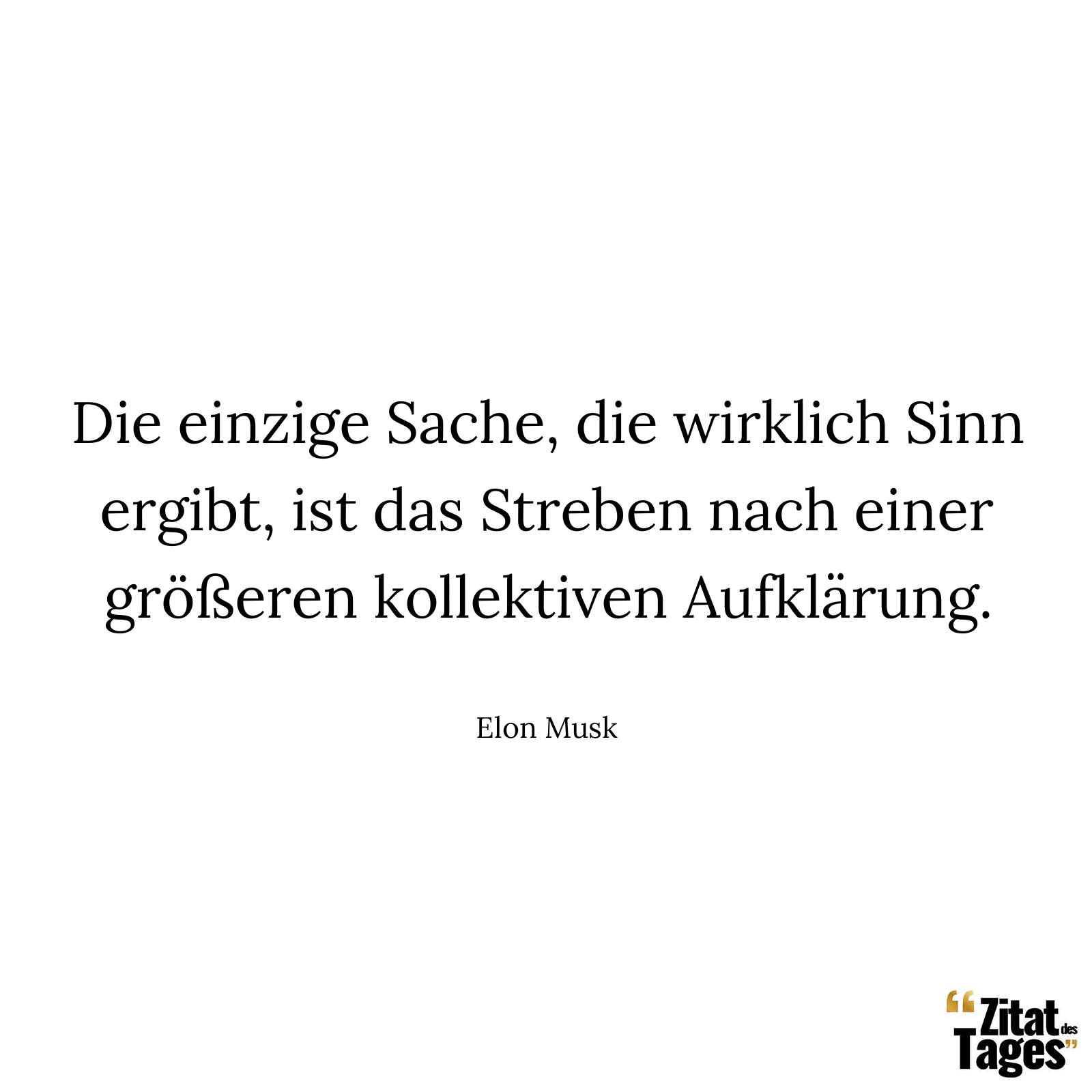 Die einzige Sache, die wirklich Sinn ergibt, ist das Streben nach einer größeren kollektiven Aufklärung. - Elon Musk