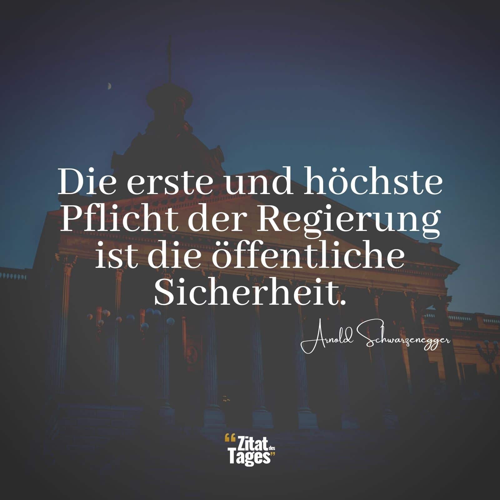 Die erste und höchste Pflicht der Regierung ist die öffentliche Sicherheit. - Arnold Schwarzenegger