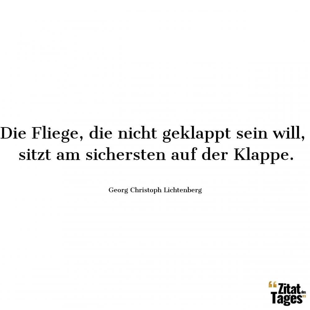 Die Fliege, die nicht geklappt sein will, sitzt am sichersten auf der Klappe. - Georg Christoph Lichtenberg