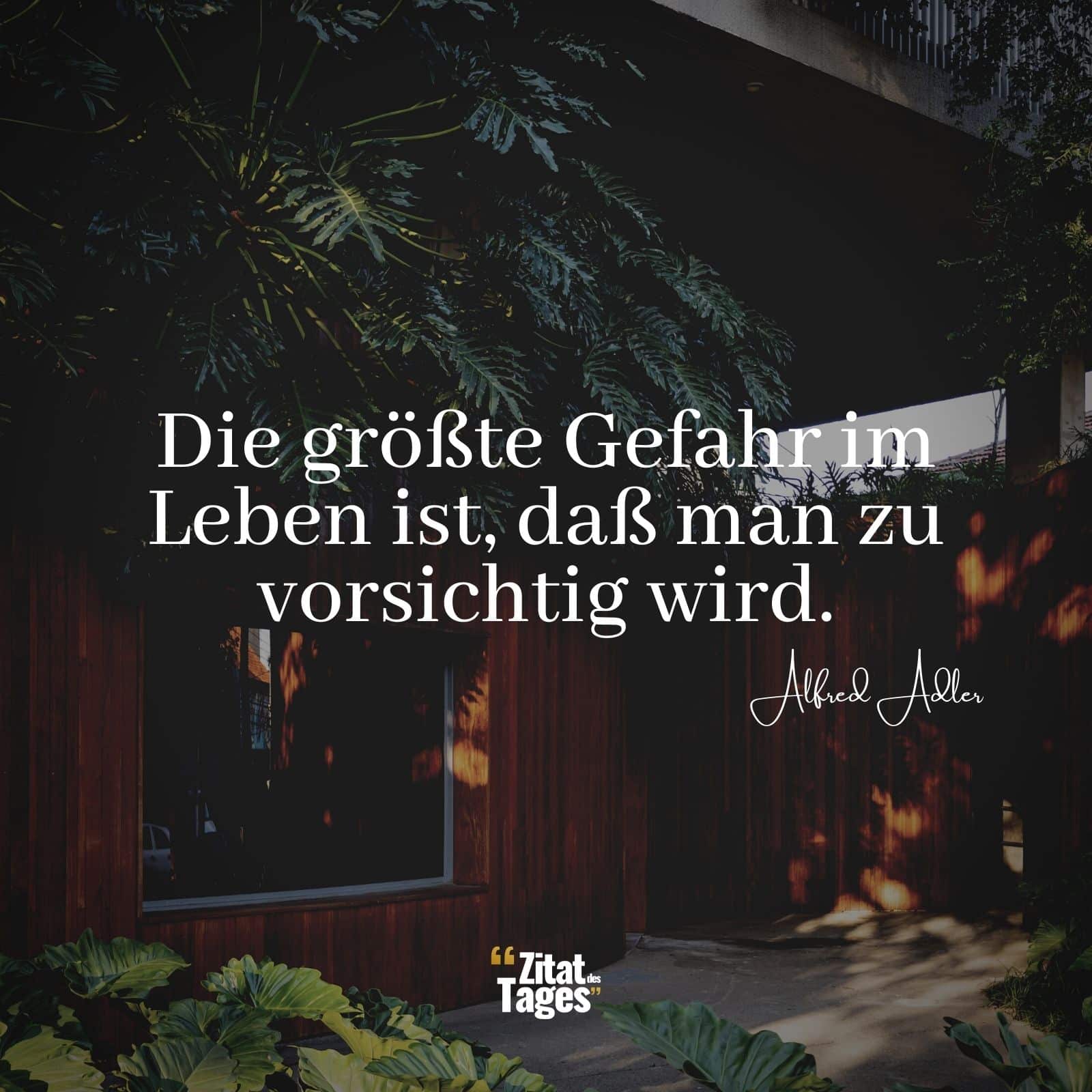 Die größte Gefahr im Leben ist, daß man zu vorsichtig wird. - Alfred Adler