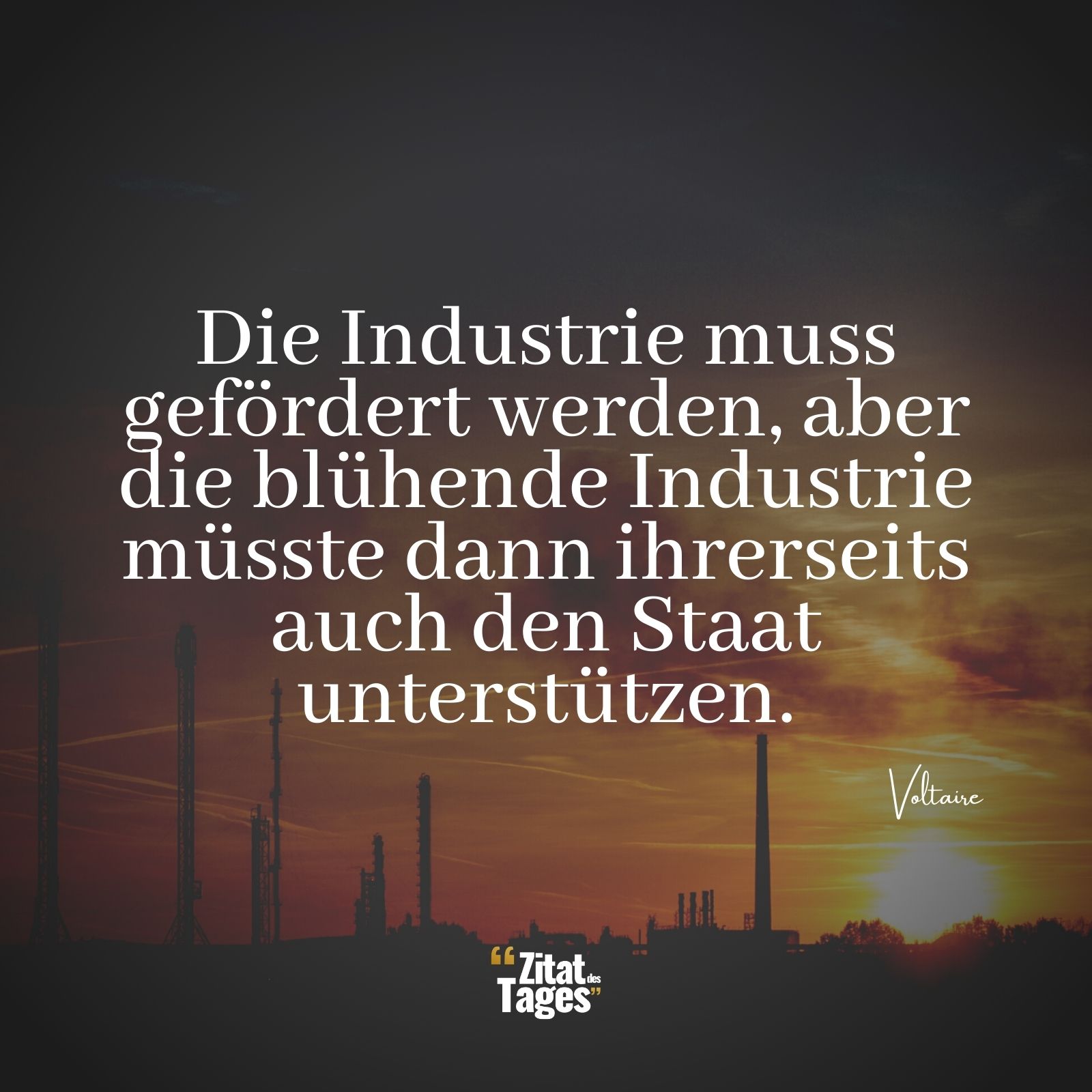 Die Industrie muss gefördert werden, aber die blühende Industrie müsste dann ihrerseits auch den Staat unterstützen. - Voltaire