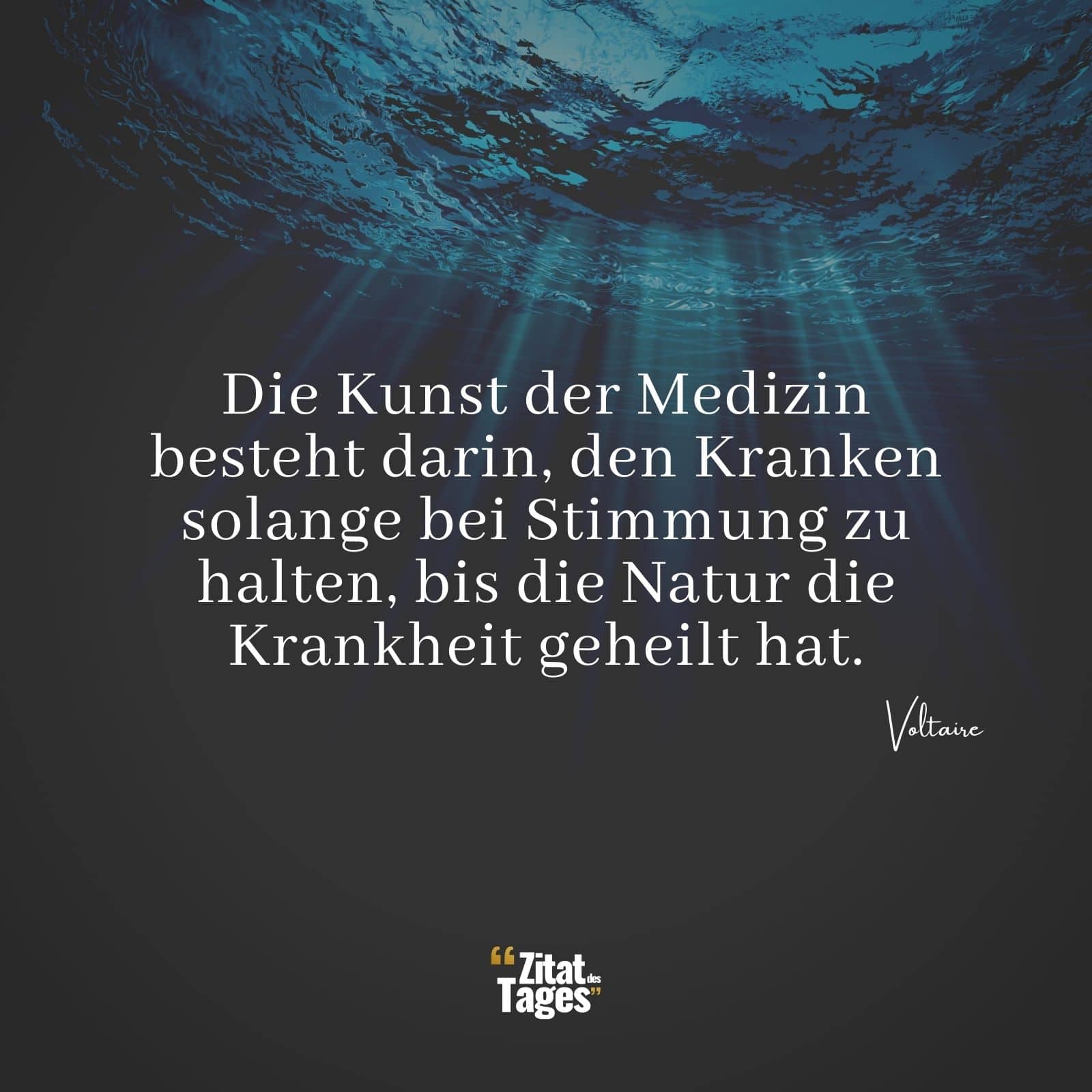 Die Kunst der Medizin besteht darin, den Kranken solange bei Stimmung zu halten, bis die Natur die Krankheit geheilt hat. - Voltaire