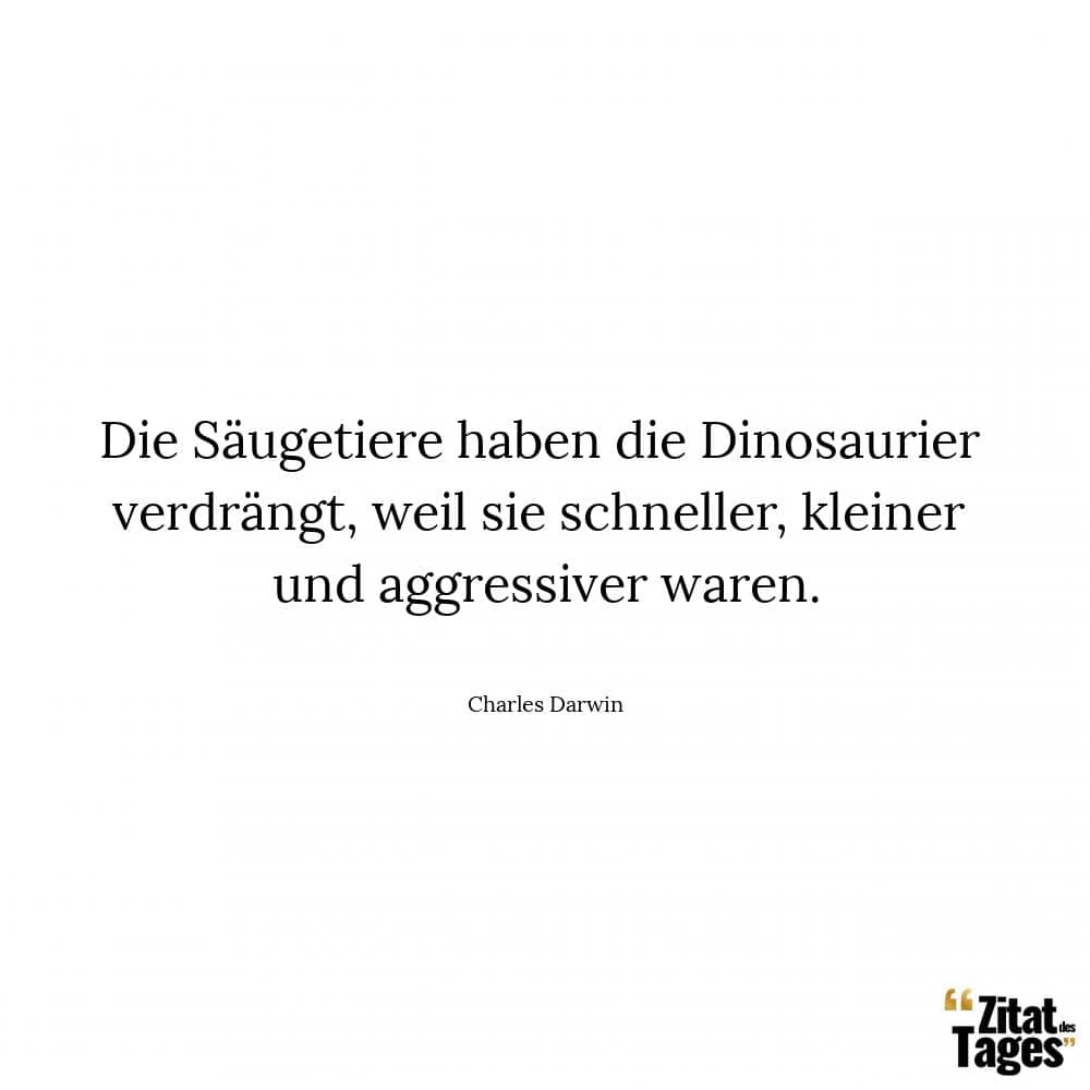 Die Säugetiere haben die Dinosaurier verdrängt, weil sie schneller, kleiner und aggressiver waren. - Charles Darwin