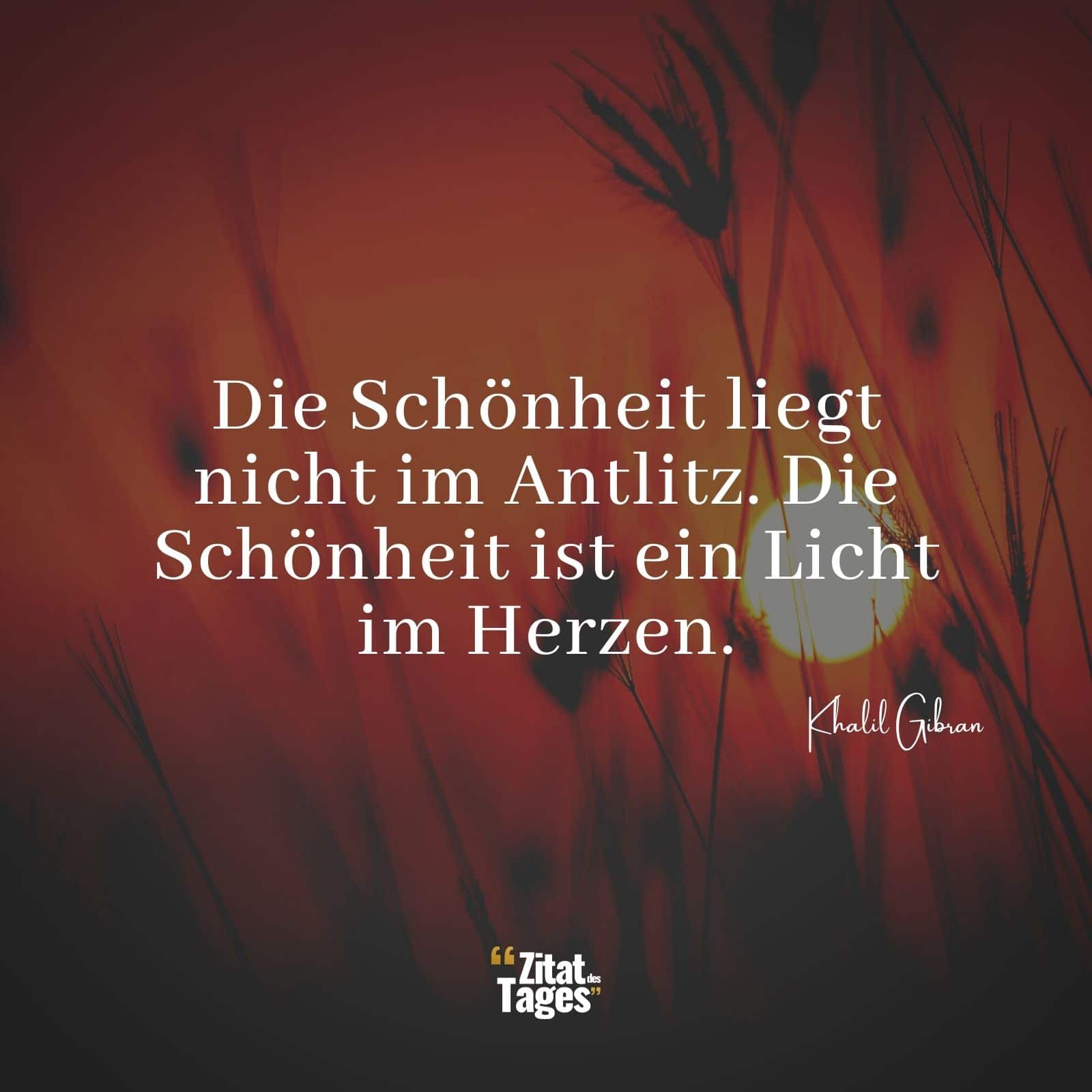 Die Schönheit liegt nicht im Antlitz. Die Schönheit ist ein Licht im Herzen. - Khalil Gibran