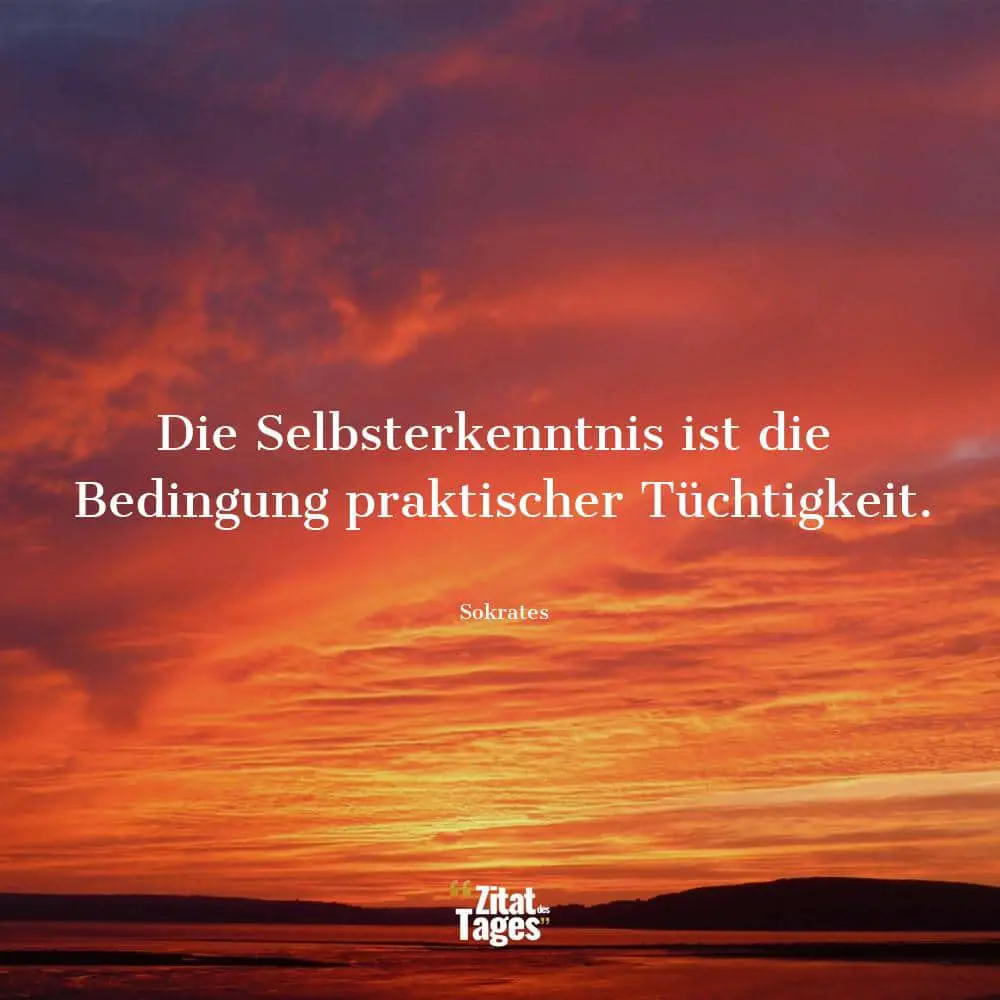 Die Selbsterkenntnis ist die Bedingung praktischer Tüchtigkeit. - Sokrates