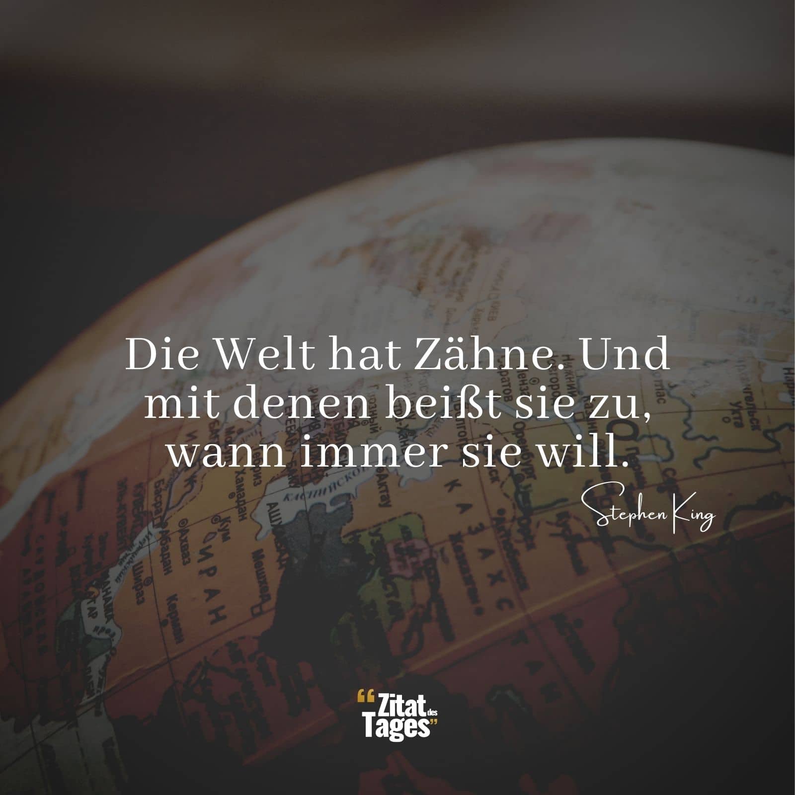 Die Welt hat Zähne. Und mit denen beißt sie zu, wann immer sie will. - Stephen King