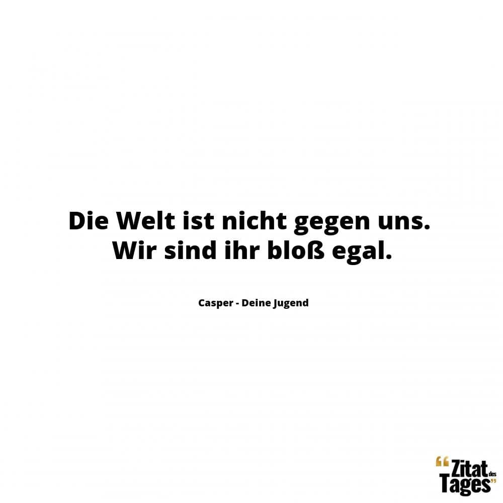 Die Welt ist nicht gegen uns. Wir sind ihr bloß egal. - Casper