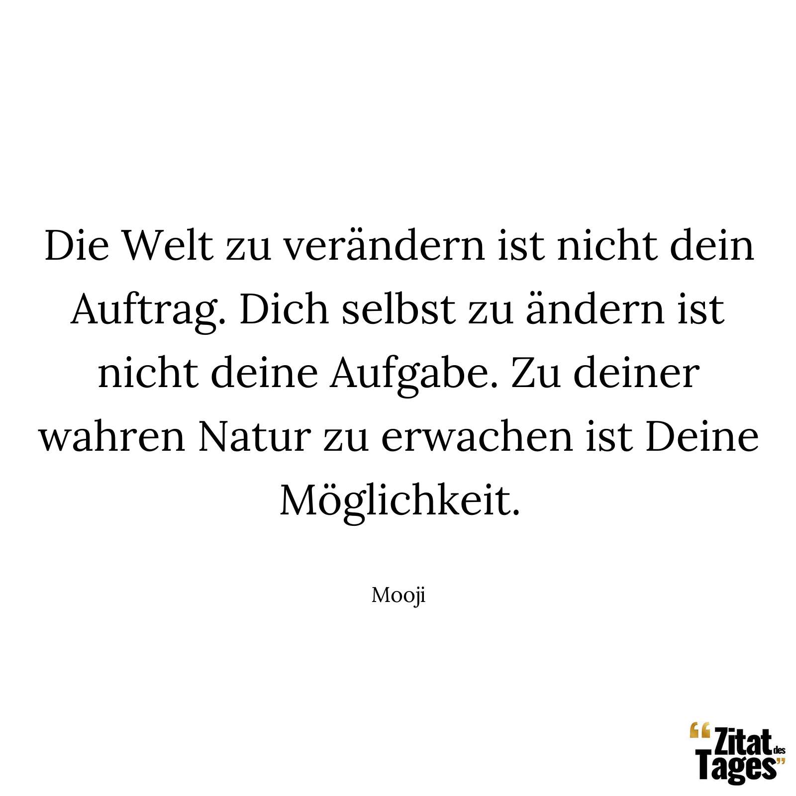 Die Welt zu verändern ist nicht dein Auftrag. Dich selbst zu ändern ist nicht deine Aufgabe. Zu deiner wahren Natur zu erwachen ist Deine Möglichkeit. - Mooji