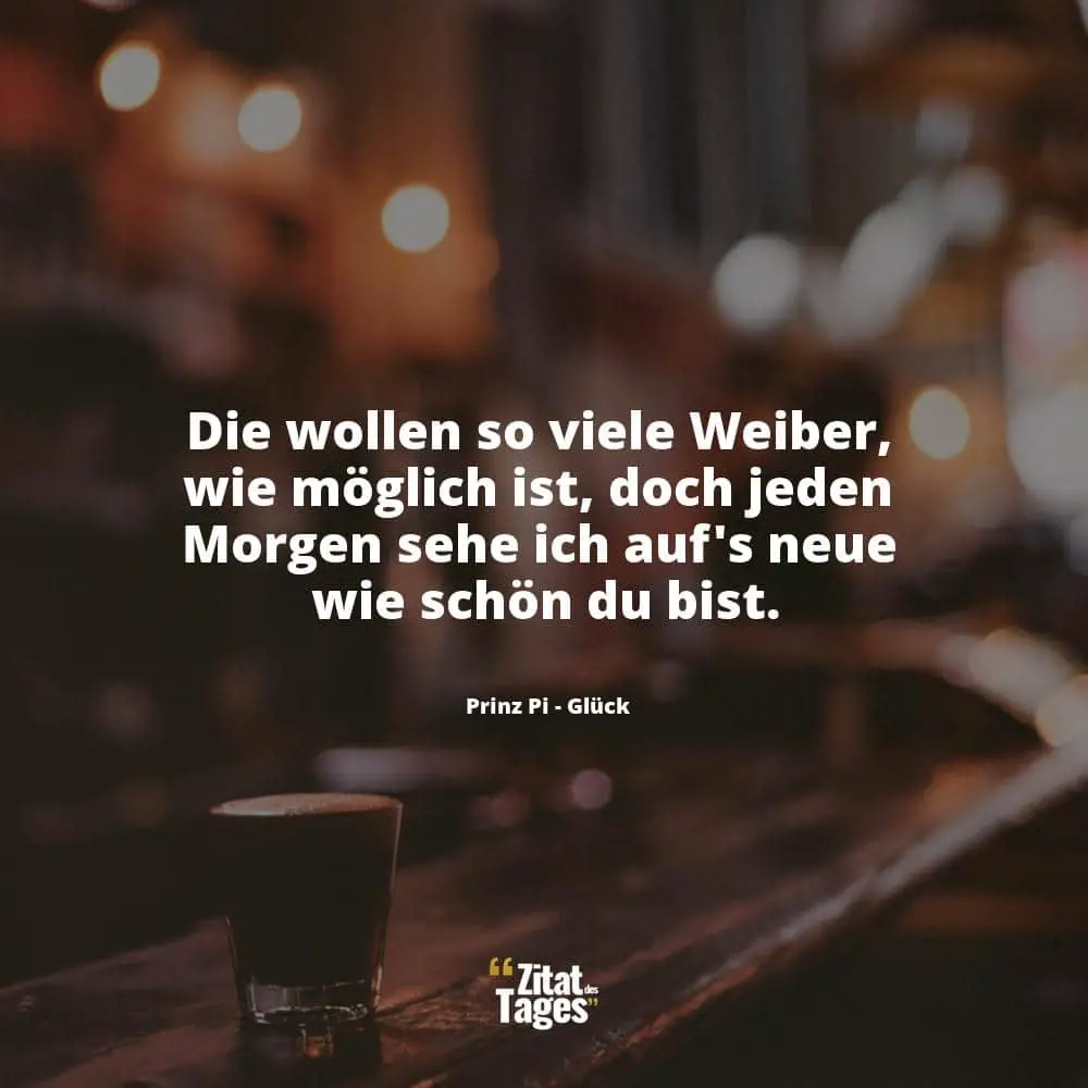 Die wollen so viele Weiber, wie möglich ist, doch jeden Morgen sehe ich auf's neue wie schön du bist. - Prinz Pi