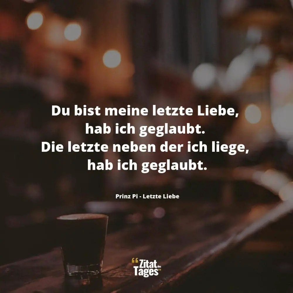 Du bist meine letzte Liebe, hab ich geglaubt. Die letzte neben der ich liege, hab ich geglaubt. - Prinz Pi