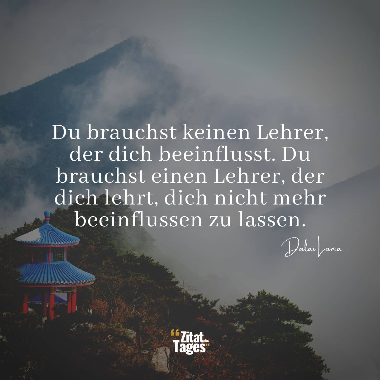 Du brauchst keinen Lehrer, der dich beeinflusst. Du brauchst einen Lehrer, der dich lehrt, dich nicht mehr beeinflussen zu lassen. - Dalai Lama