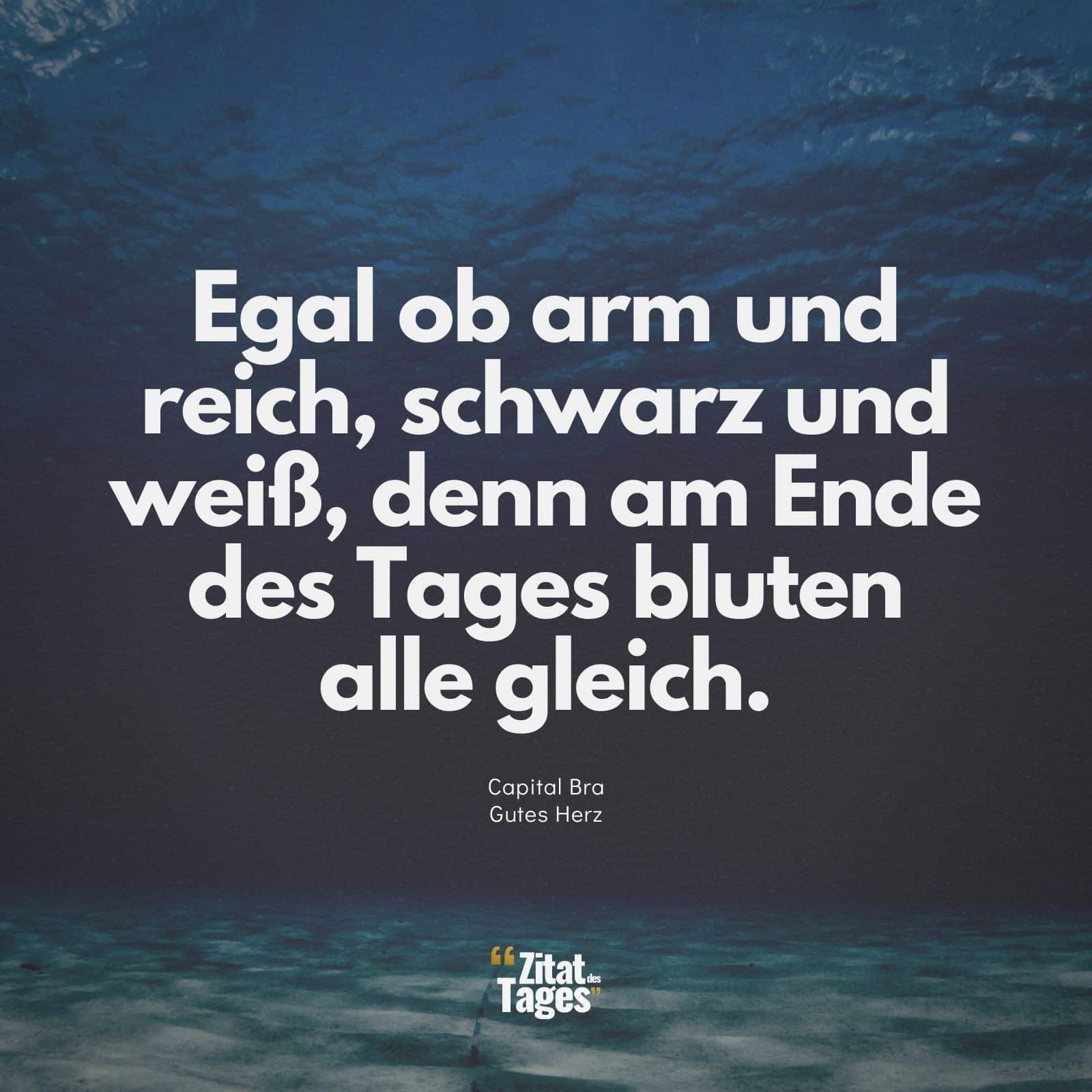 Egal ob arm und reich, schwarz und weiß, denn am Ende des Tages bluten alle gleich. - Capital Bra