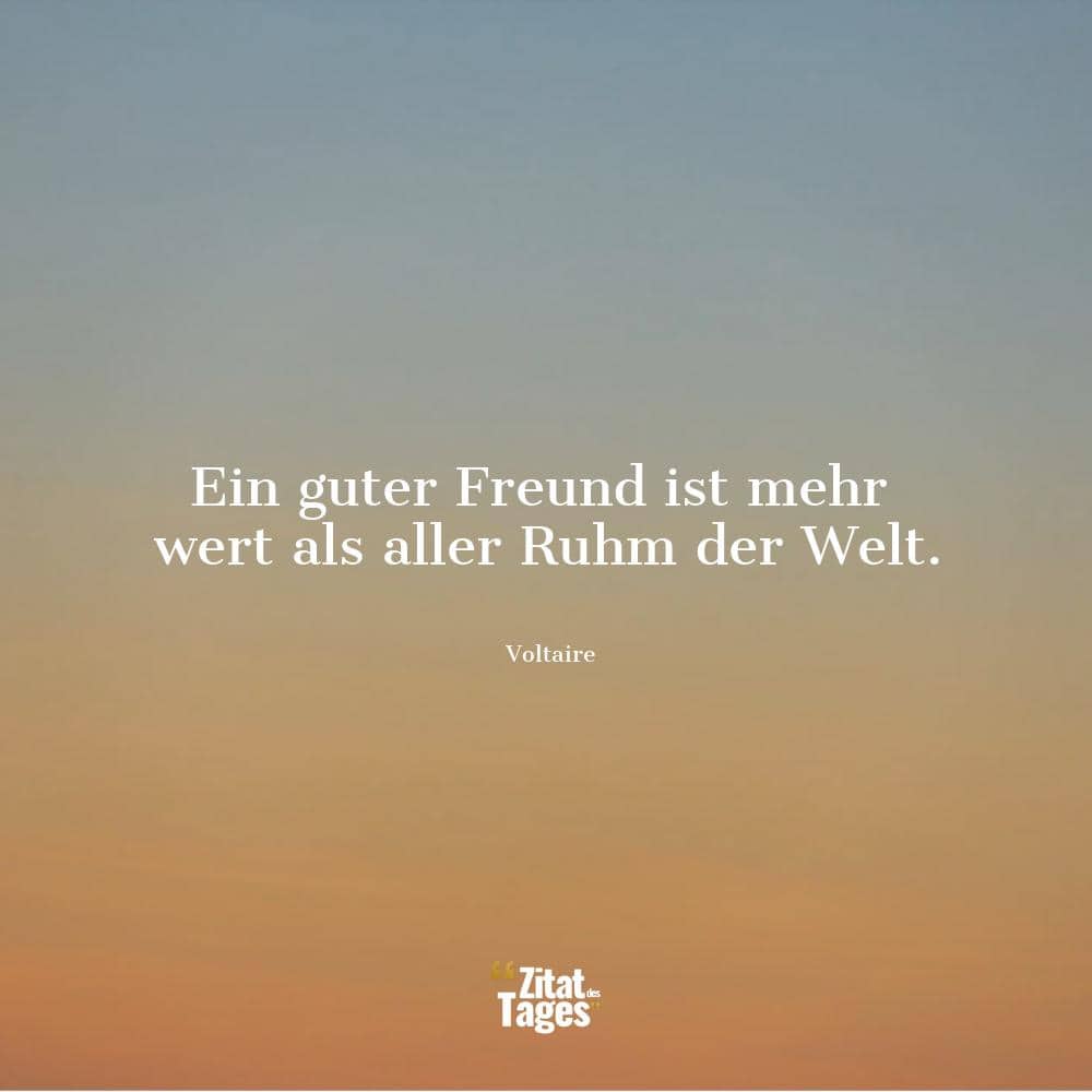 Ein guter Freund ist mehr wert als aller Ruhm der Welt. - Voltaire