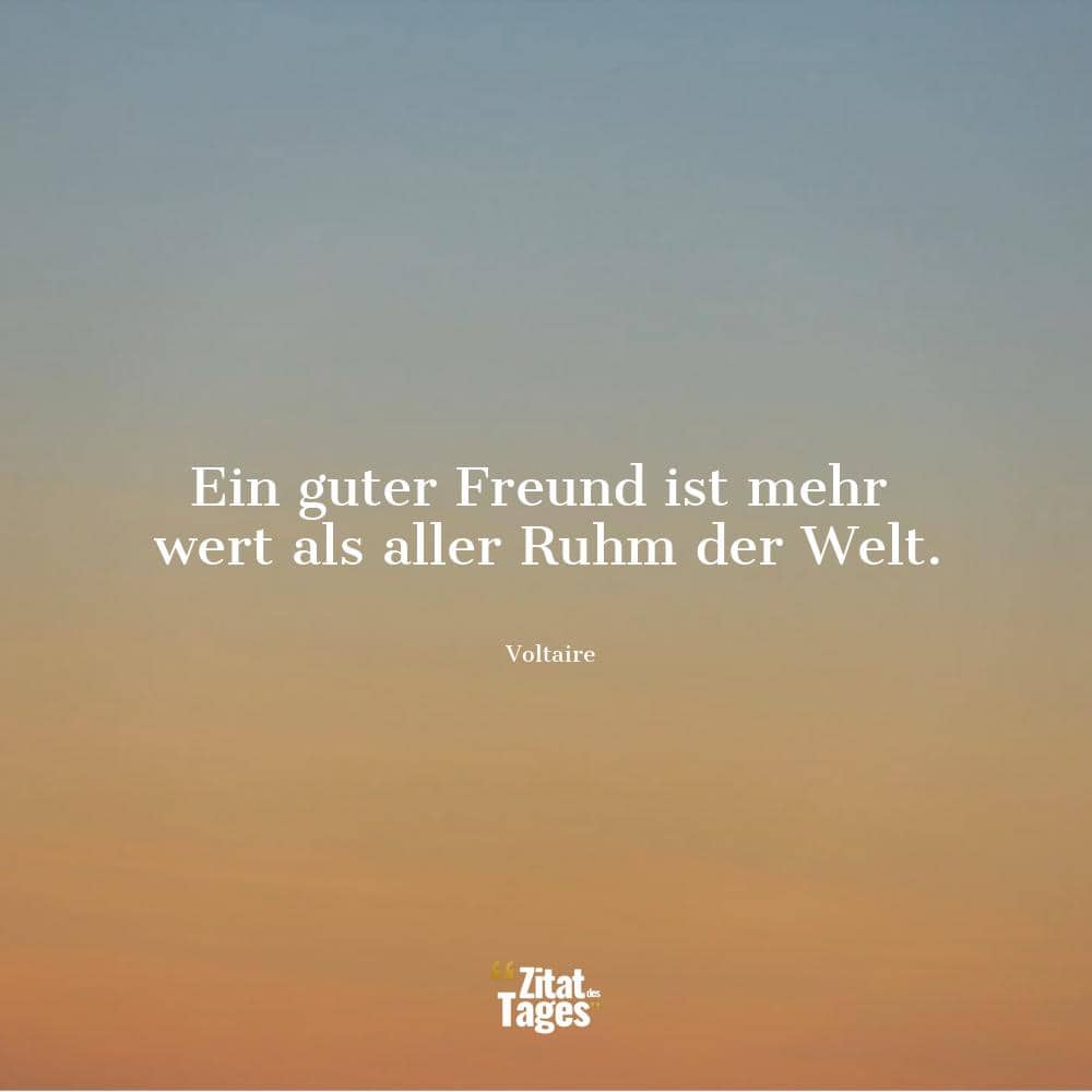 Ein guter Freund ist mehr wert als aller Ruhm der Welt. - Voltaire