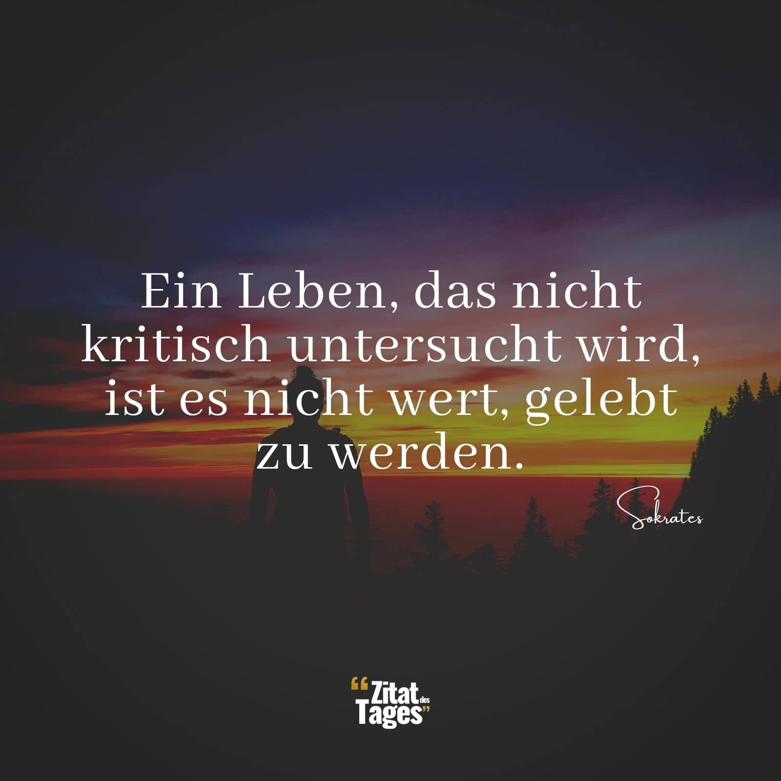 Ein Leben, das nicht kritisch untersucht wird, ist es nicht wert, gelebt zu werden. - Sokrates