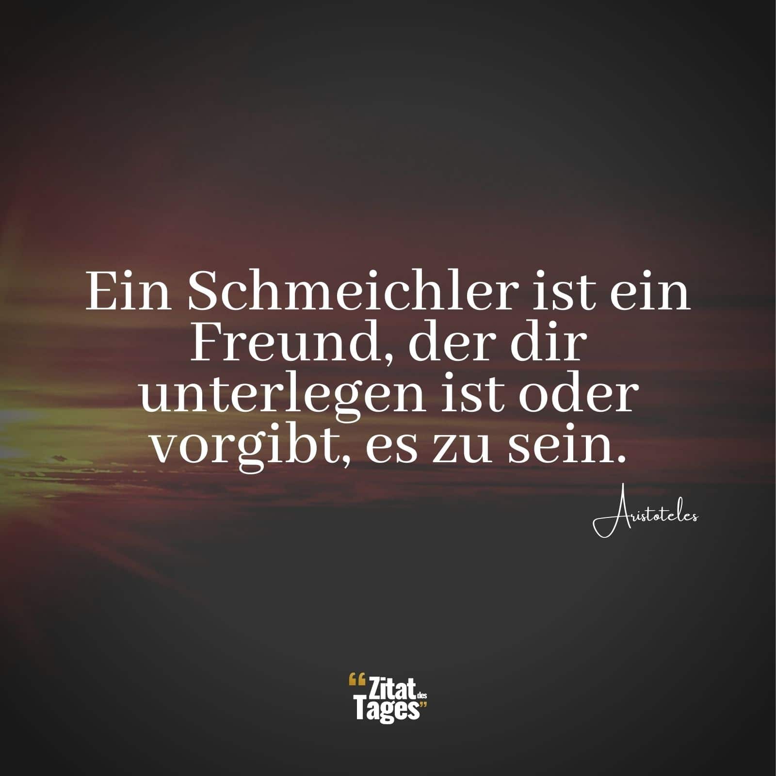 Ein Schmeichler ist ein Freund, der dir unterlegen ist oder vorgibt, es zu sein. - Aristoteles