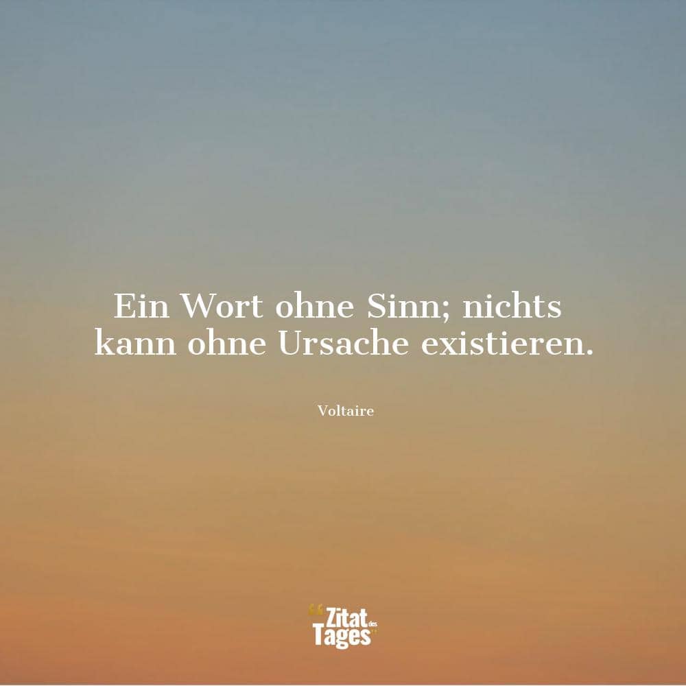 Ein Wort ohne Sinn; nichts kann ohne Ursache existieren. - Voltaire