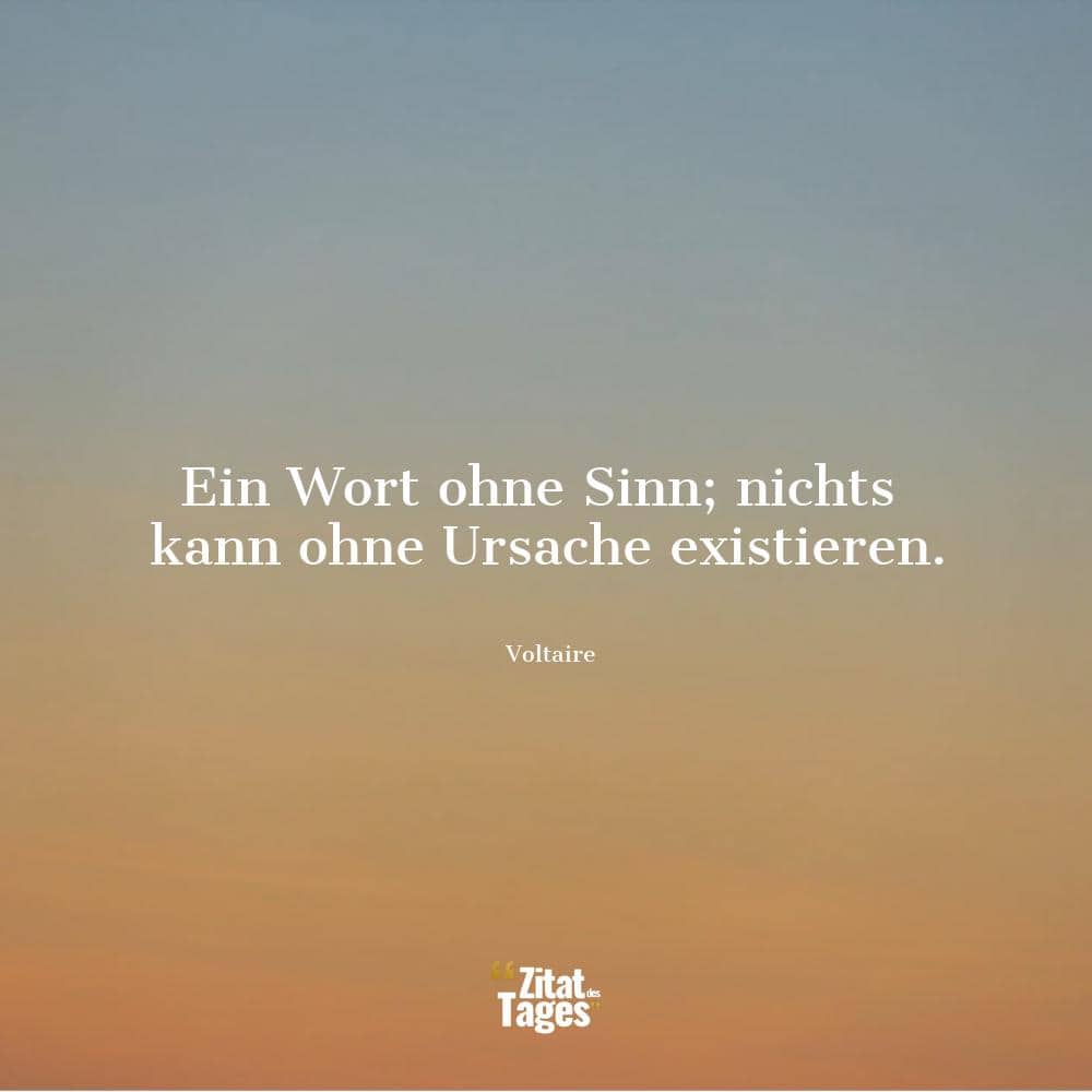 Ein Wort ohne Sinn; nichts kann ohne Ursache existieren. - Voltaire