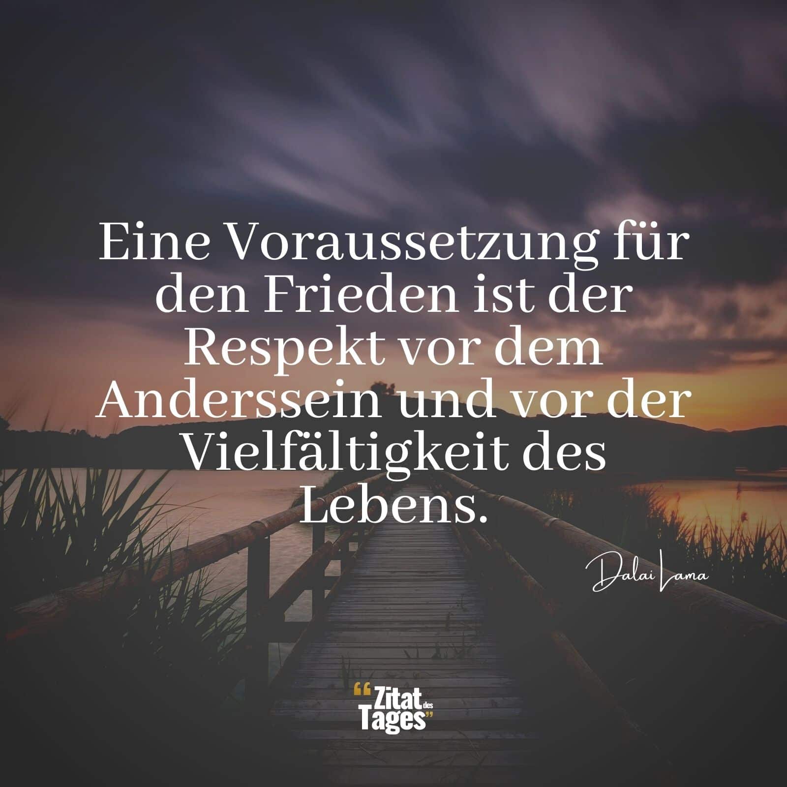 Eine Voraussetzung für den Frieden ist der Respekt vor dem Anderssein und vor der Vielfältigkeit des Lebens. - Dalai Lama