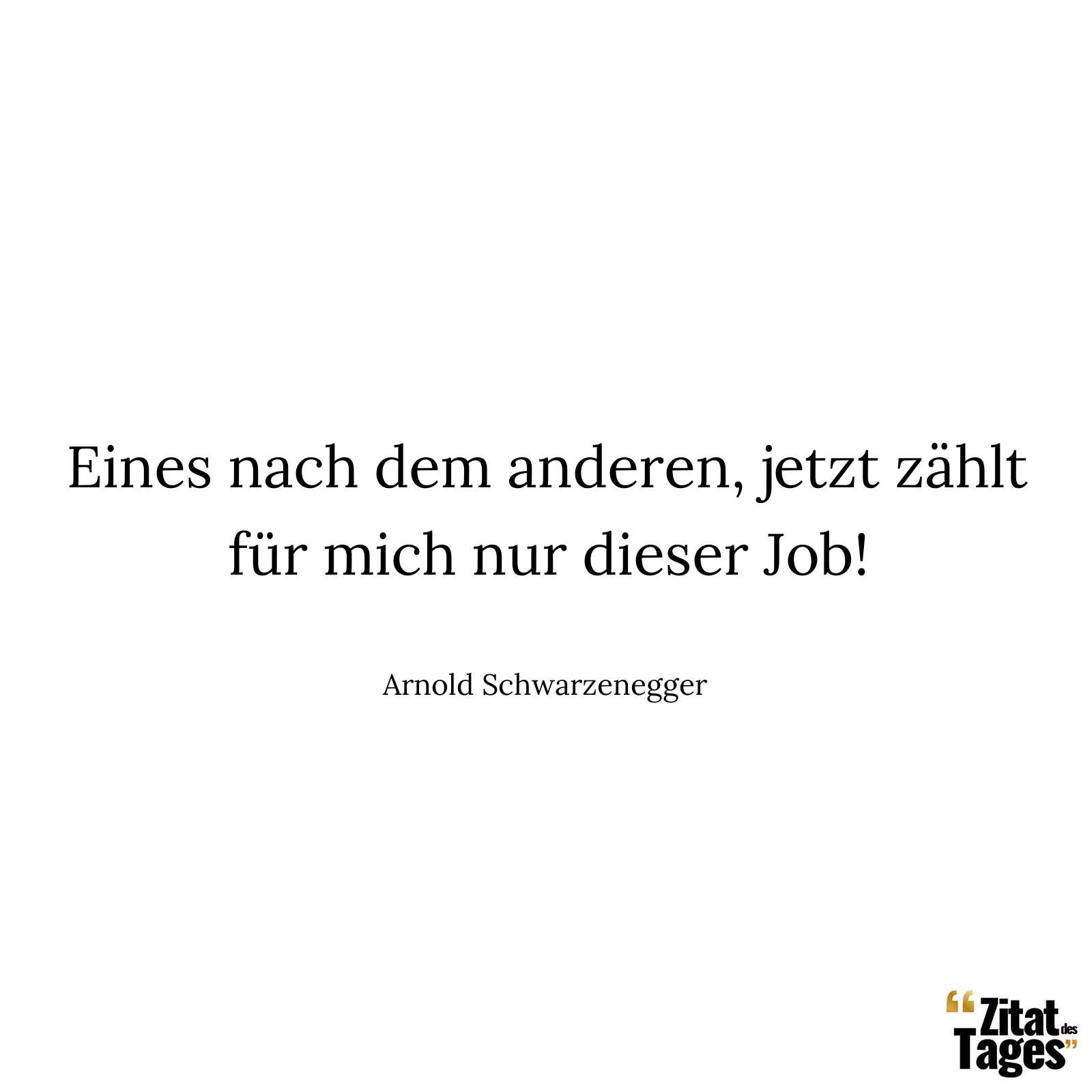 Eines nach dem anderen, jetzt zählt für mich nur dieser Job! - Arnold Schwarzenegger