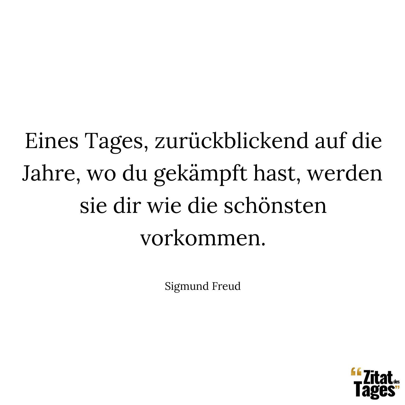 Eines Tages, zurückblickend auf die Jahre, wo du gekämpft hast, werden sie dir wie die schönsten vorkommen. - Sigmund Freud