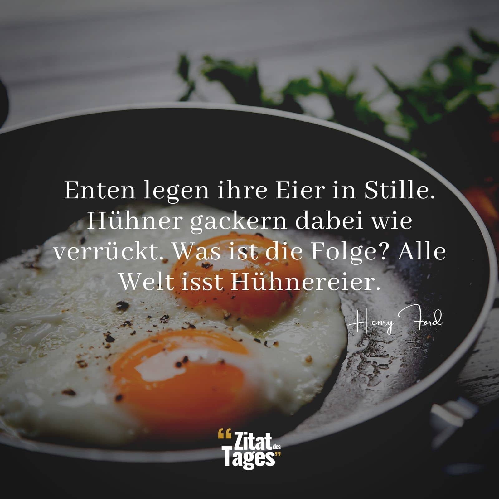 Enten legen ihre Eier in Stille. Hühner gackern dabei wie verrückt. Was ist die Folge? Alle Welt isst Hühnereier. - Henry Ford