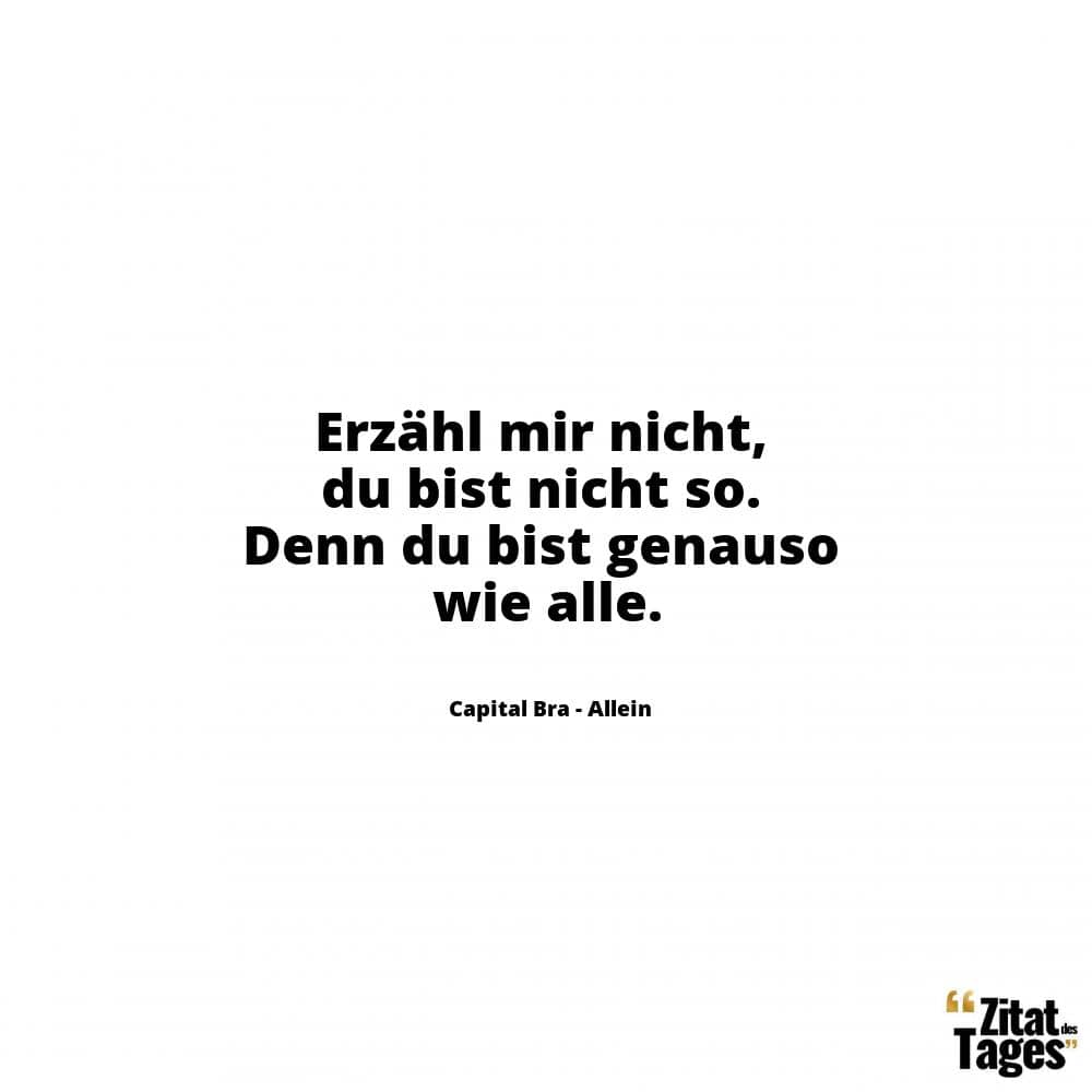 Erzähl mir nicht, du bist nicht so. Denn du bist genauso wie alle. - Capital Bra